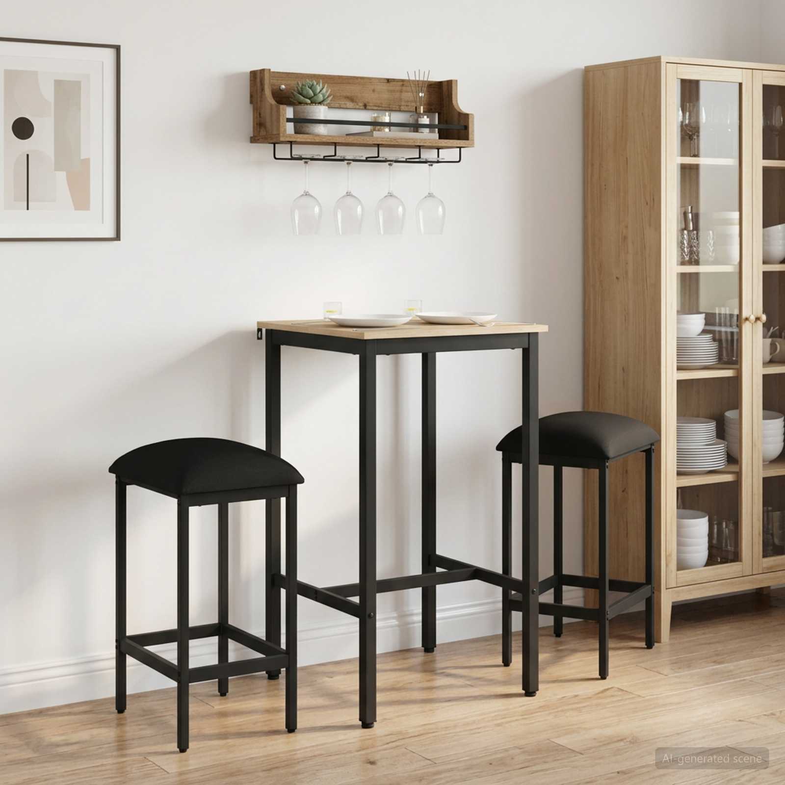 Barkruk 2 pcs Zwart 40 x 32 x 74 cm Bewerkt hout is nu te koop bij PeponiXL, paradijselijk wonen!