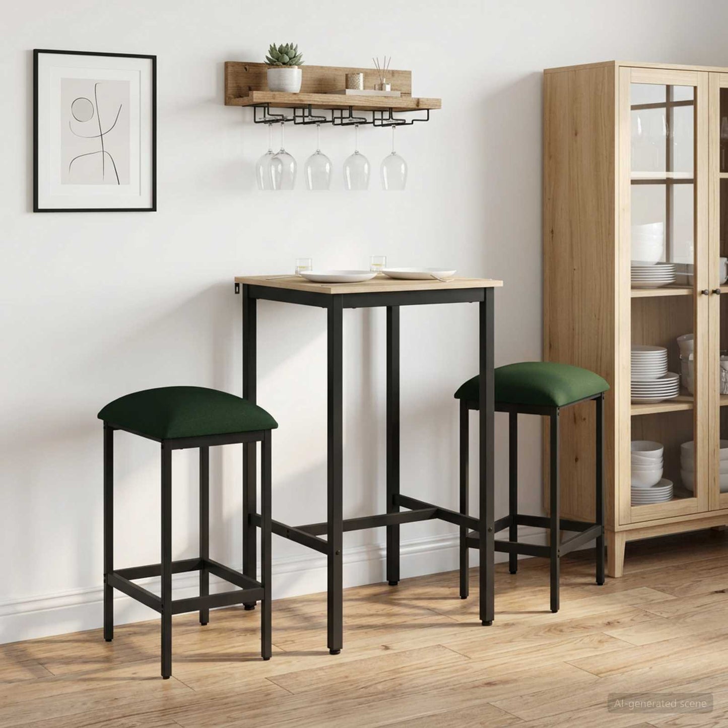Barkruk 2 pcs Donkergroen 40 x 32 x 74 cm Bewerkt hout is nu te koop bij PeponiXL, paradijselijk wonen!