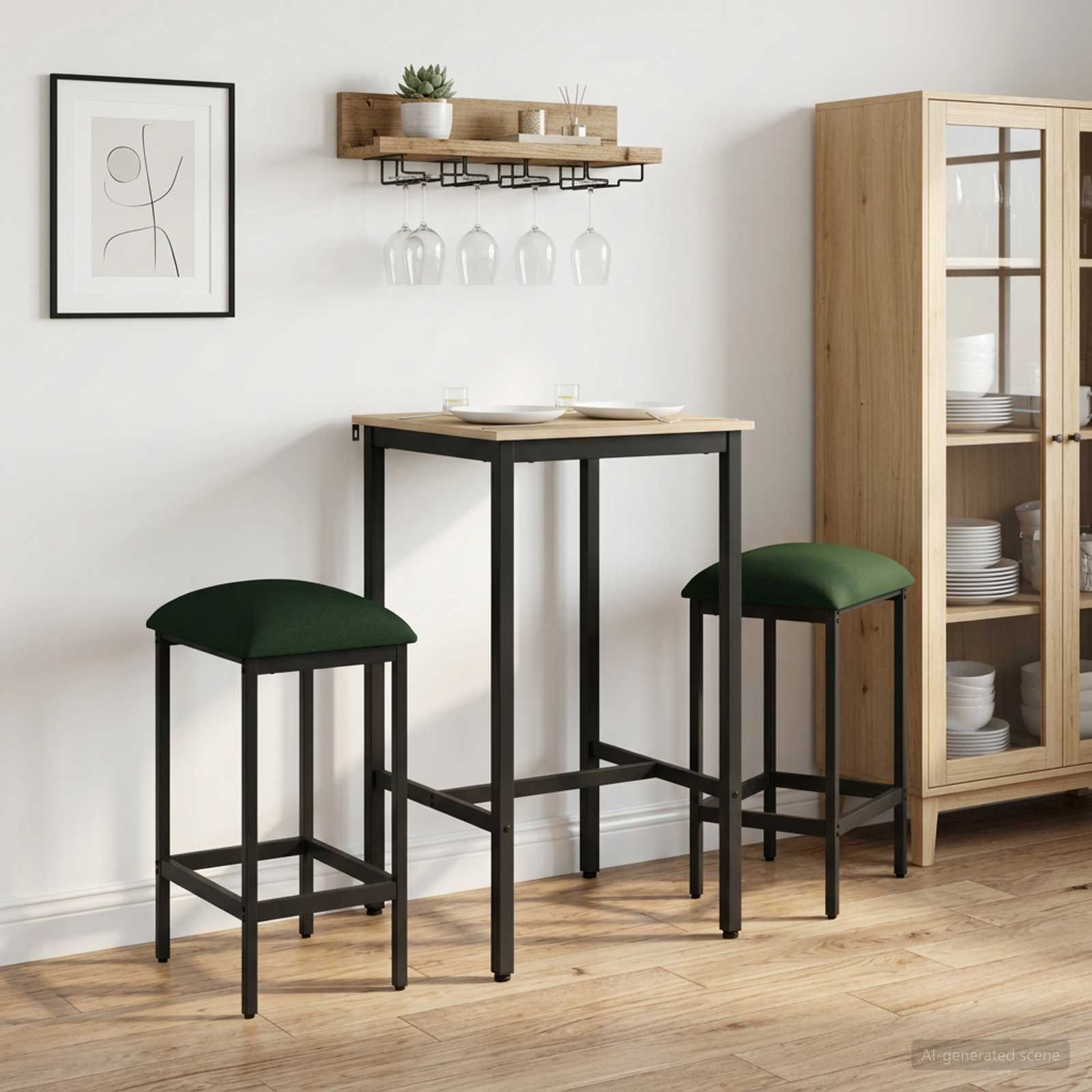 Barkruk 2 pcs Donkergroen 40 x 32 x 74 cm Bewerkt hout is nu te koop bij PeponiXL, paradijselijk wonen!