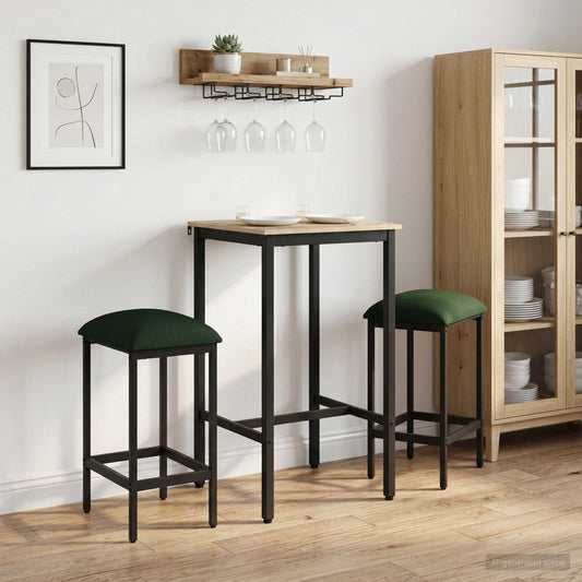 Barkruk 2 st Donkergroen 40 x 32 x 74 cm Bewerkt hout is nu te koop bij PeponiXL, paradijselijk wonen!