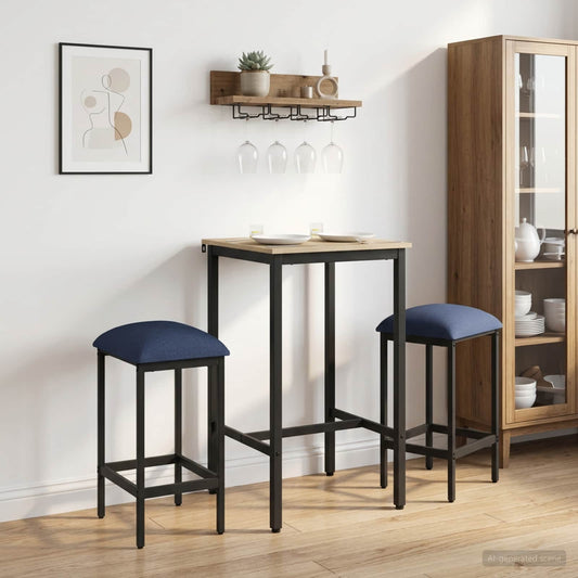 Barkruk 2 st Blauw 40 x 32 x 74 cm Bewerkt hout is nu te koop bij PeponiXL, paradijselijk wonen!