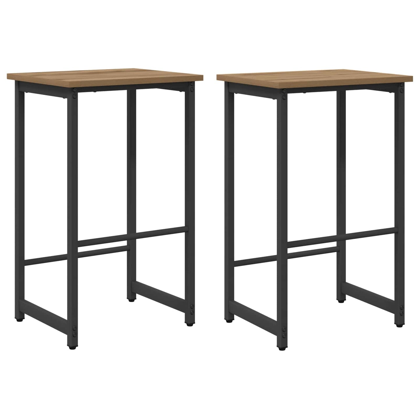 Barkruk 2 st Artisanaal eiken 40 x 32 x 64 cm Bewerkt hout