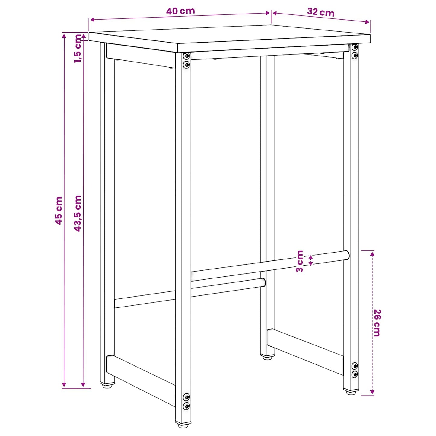 Barkruk 2 st Artisanaal eiken 40 x 32 x 64 cm Bewerkt hout