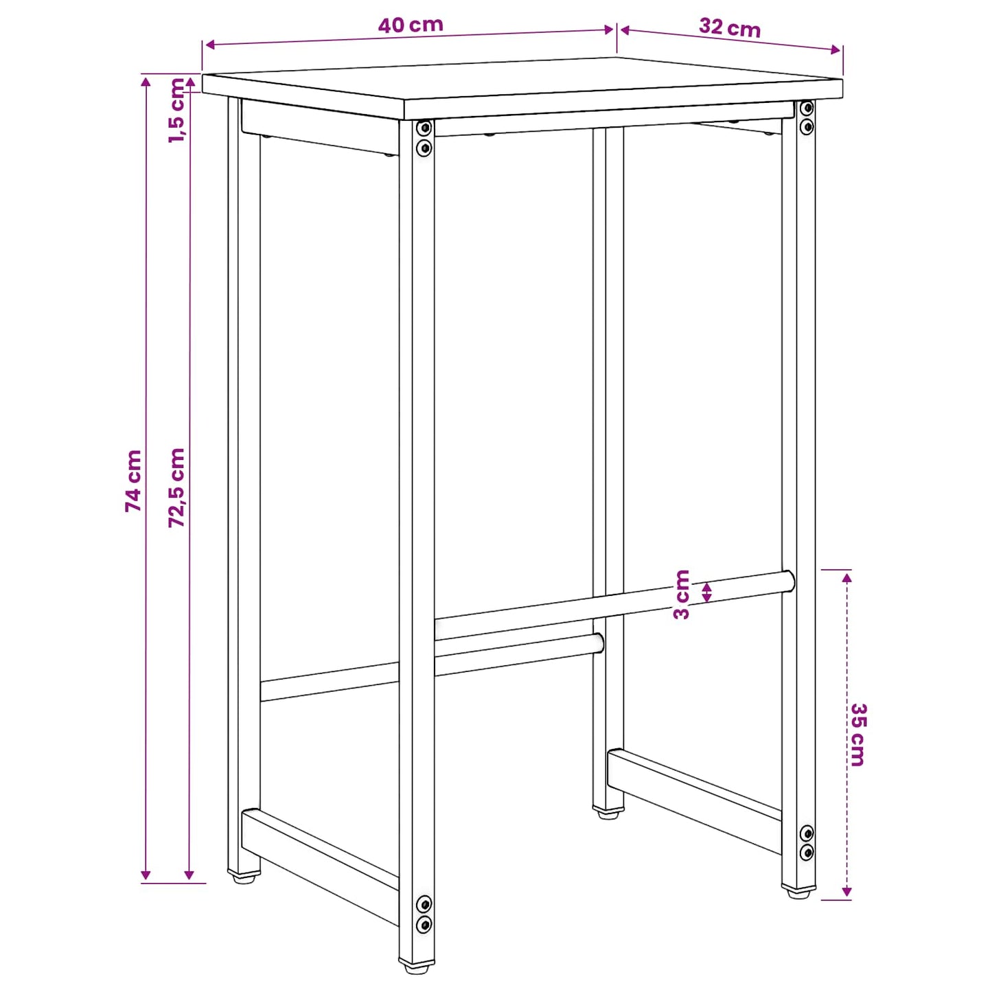 Barkruk 2 st Zwart eiken 40 x 32 x 74 cm Bewerkt hout