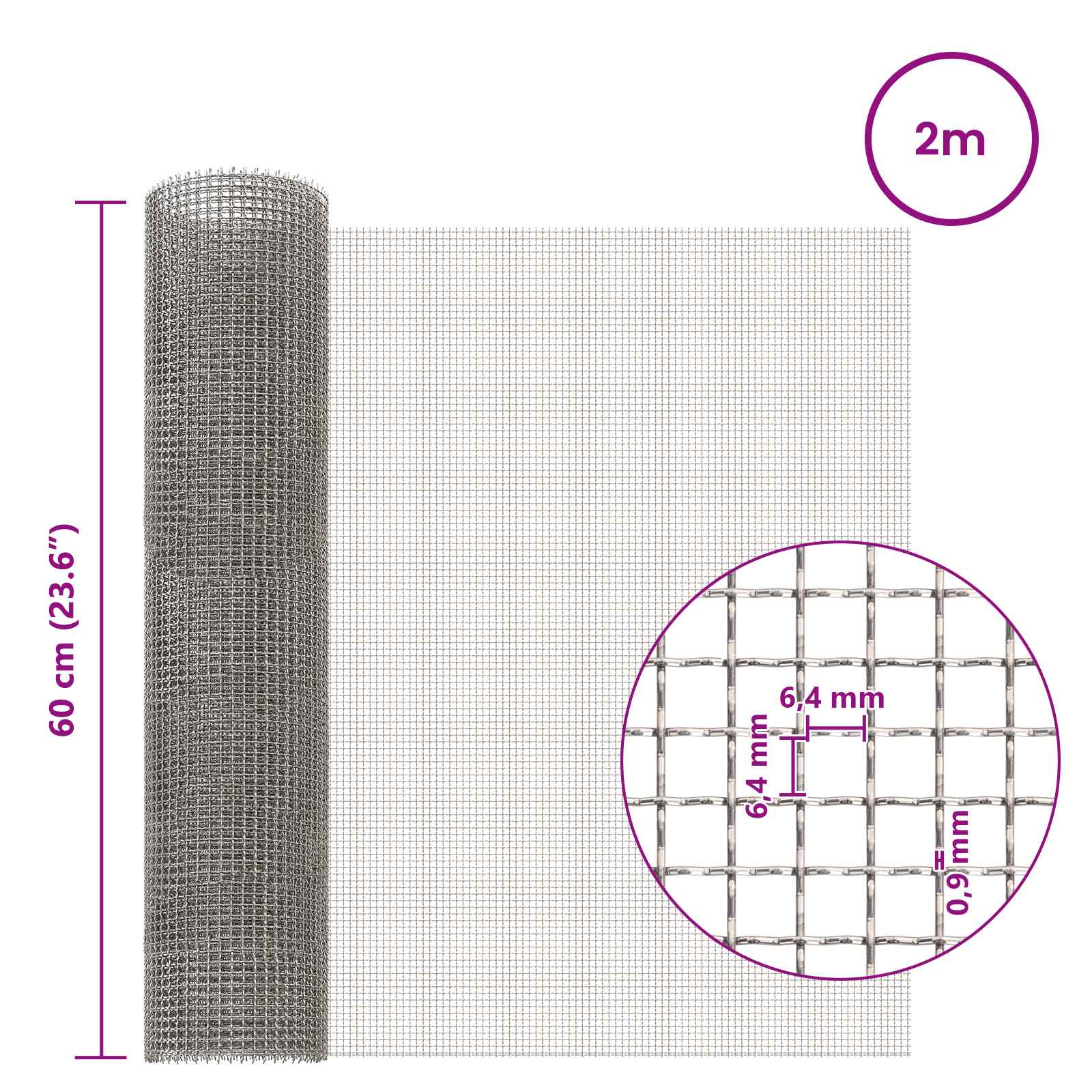 Gaas Scherm 60 x 200 cm 3 Mesh RVS 201 Zilverkleurig is nu te koop bij PeponiXL, paradijselijk wonen!