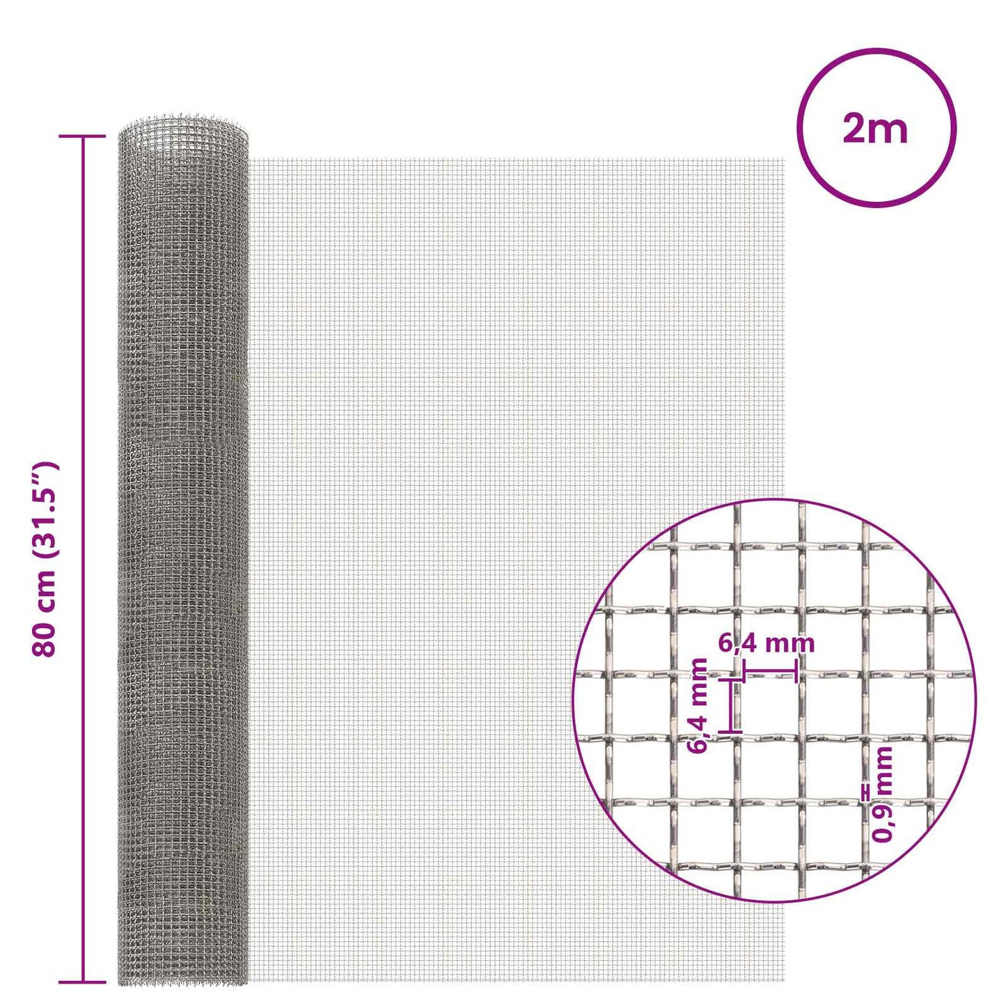Gaas Scherm 80 x 200 cm 3 Mesh RVS 201 Zilverkleurig is nu te koop bij PeponiXL, paradijselijk wonen!