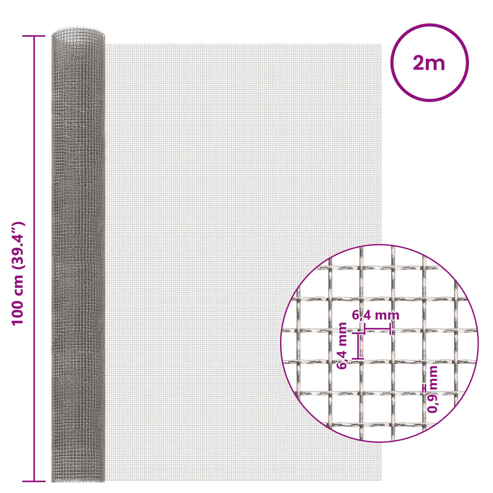 Gaas Scherm 100 x 200 cm 3 Mesh RVS 201 Zilverkleurig is nu te koop bij PeponiXL, paradijselijk wonen!