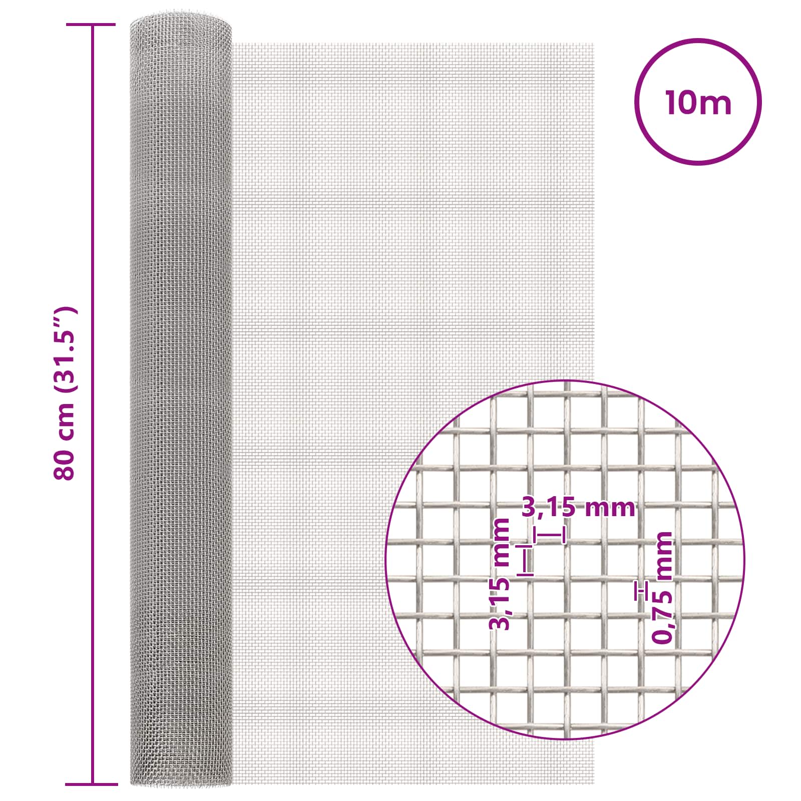 Gaas Scherm 80 x 1000 cm 6 Mesh RVS 201 Zilverkleurig is nu te koop bij PeponiXL, paradijselijk wonen!
