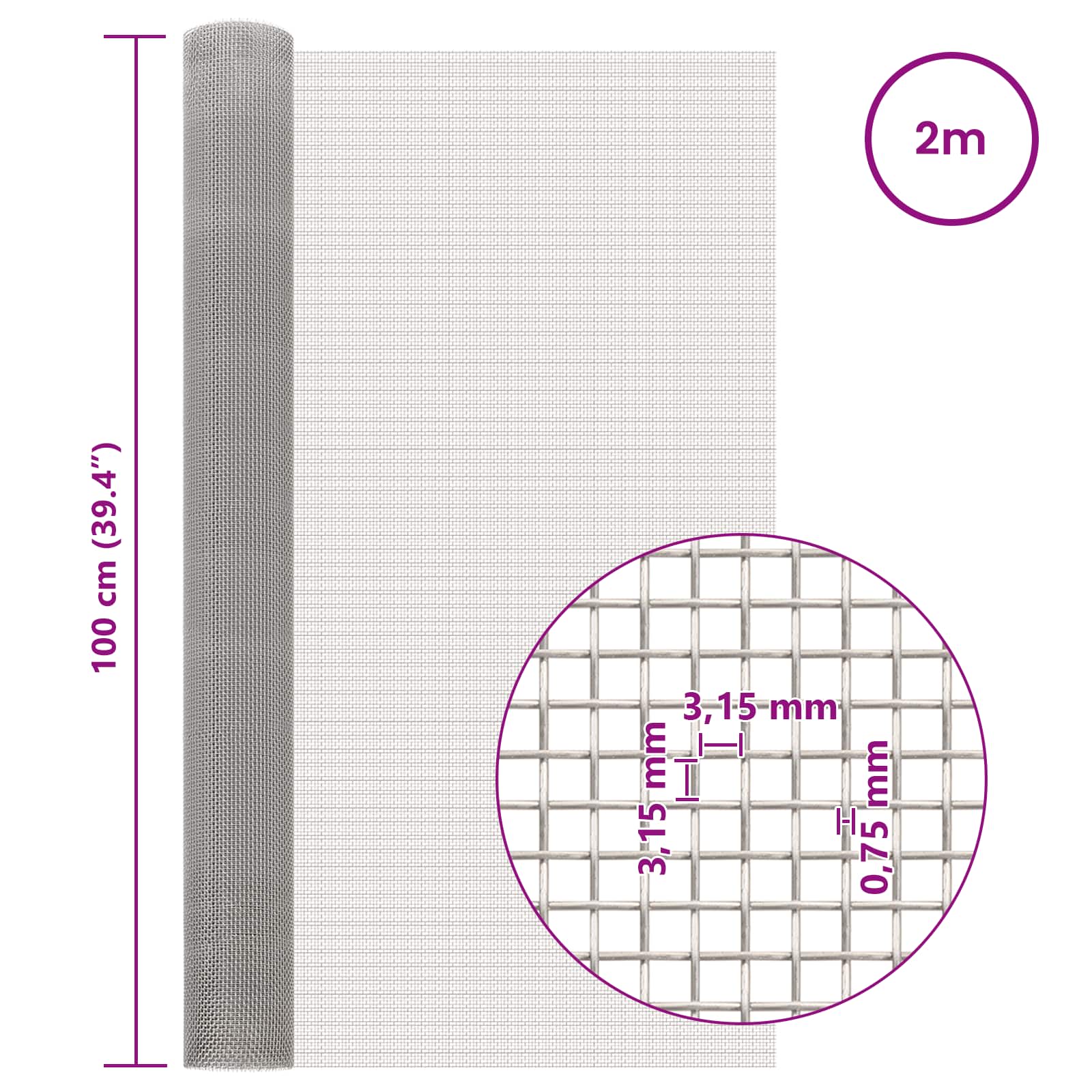 Gaas Scherm 100 x 200 cm 6 Mesh RVS 201 Zilverkleurig is nu te koop bij PeponiXL, paradijselijk wonen!