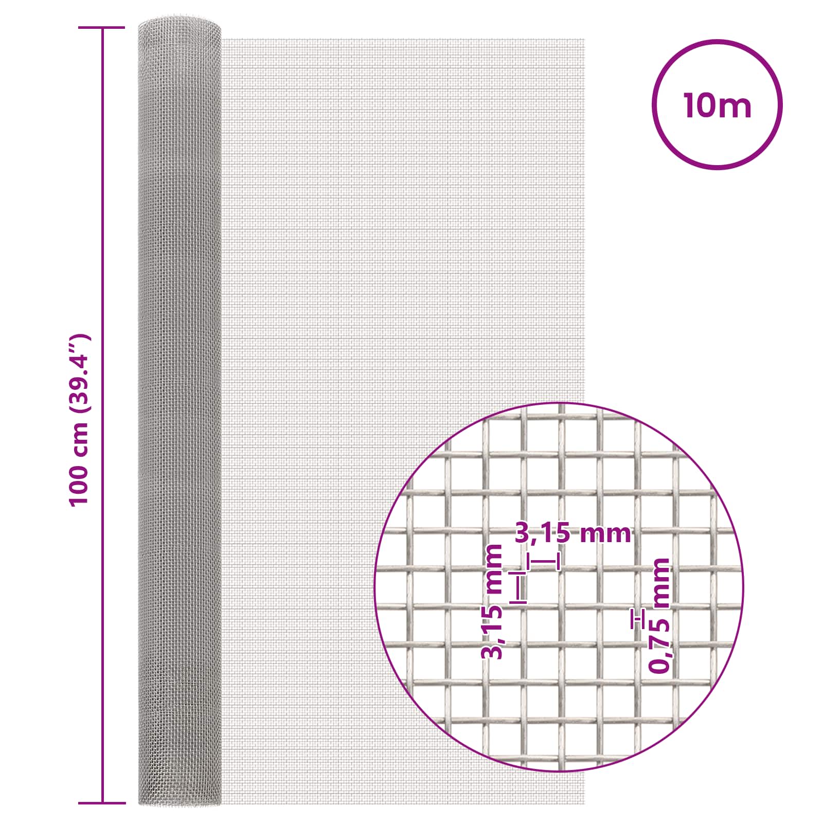 Gaas Scherm 100 x 1000 cm 6 Mesh RVS 201 Zilverkleurig is nu te koop bij PeponiXL, paradijselijk wonen!