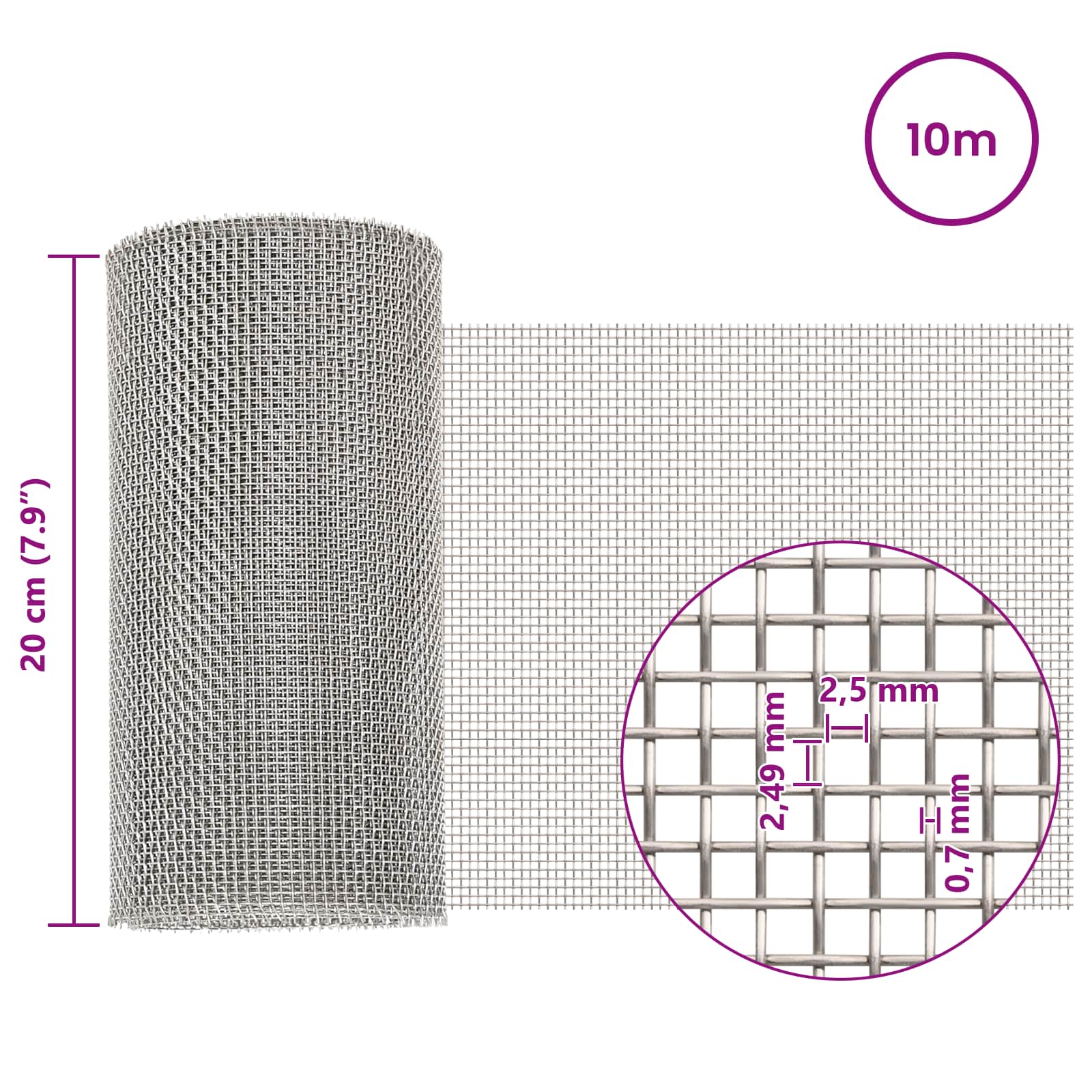 Gaas Scherm 20 x 1000 cm 8 Mesh RVS 201 Zilverkleurig is nu te koop bij PeponiXL, paradijselijk wonen!
