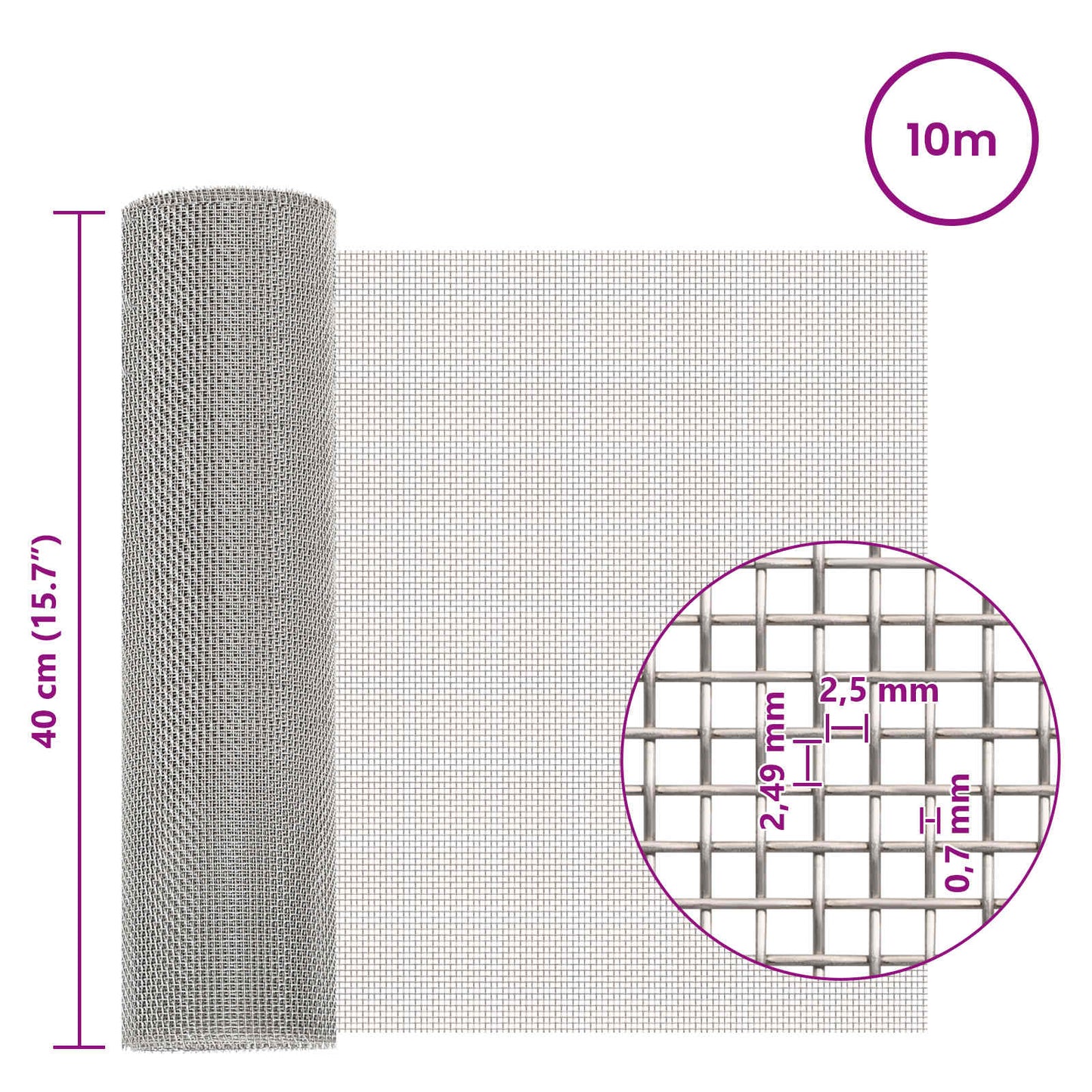 Gaas Scherm 40 x 1000 cm 8 Mesh RVS 201 Zilverkleurig is nu te koop bij PeponiXL, paradijselijk wonen!