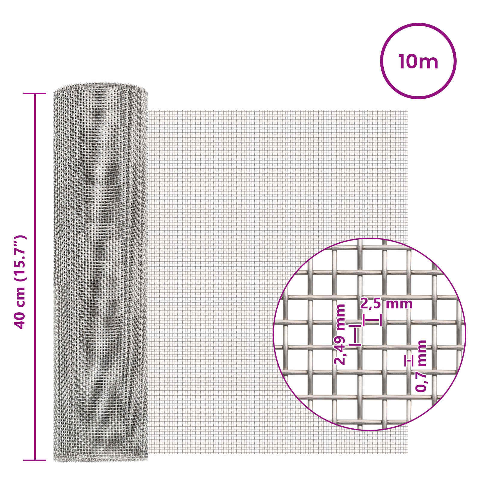 Gaas Scherm 40 x 1000 cm 8 Mesh RVS 201 Zilverkleurig is nu te koop bij PeponiXL, paradijselijk wonen!