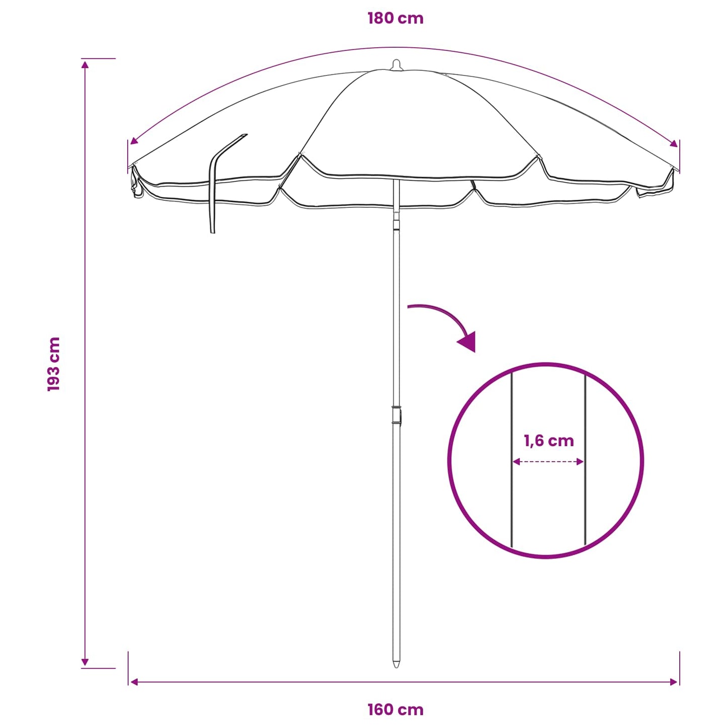 Tuinparasol 160 cm 170T polyester Oranje is nu te koop bij PeponiXL, paradijselijk wonen!