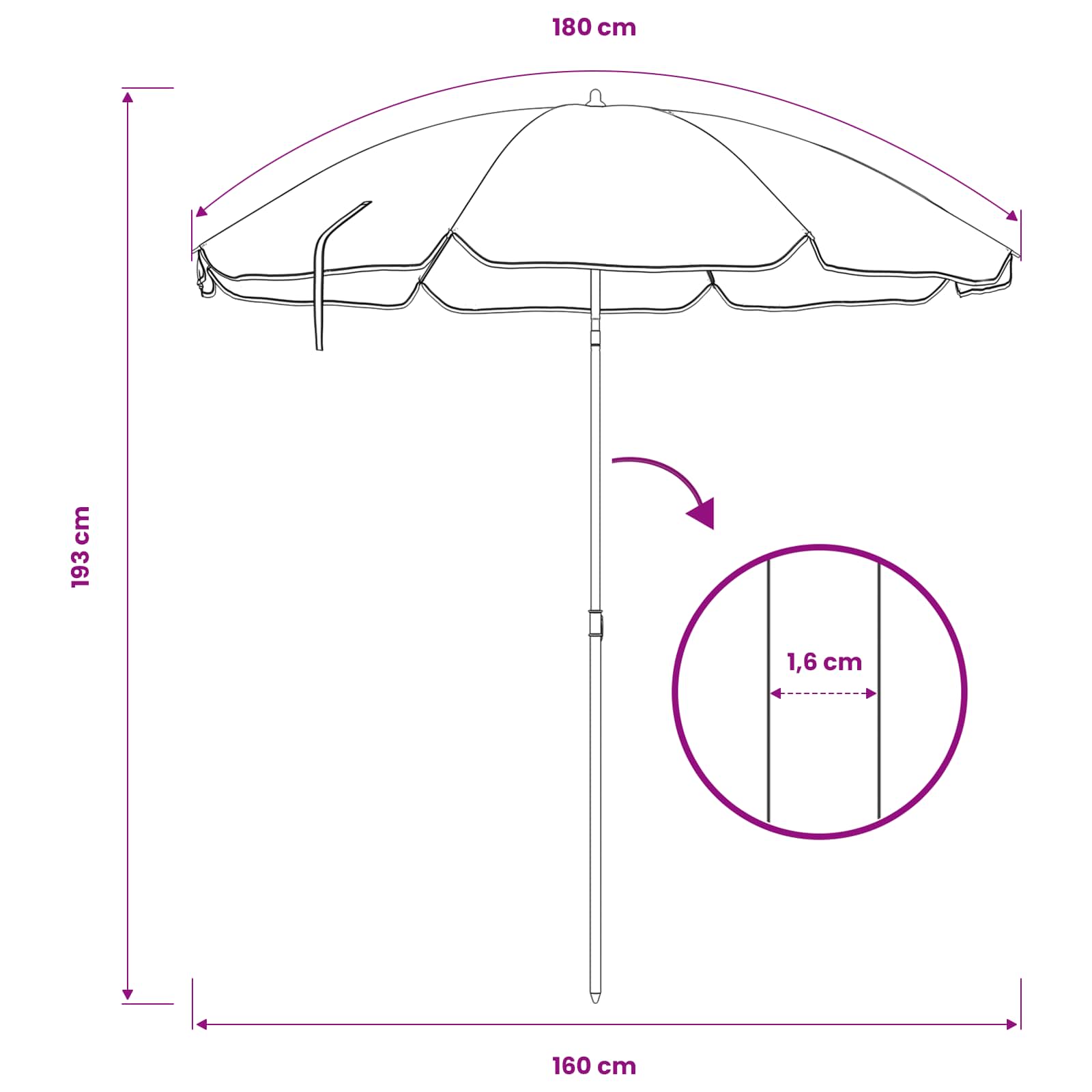 Tuinparasol 160 cm 170T polyester Oranje is nu te koop bij PeponiXL, paradijselijk wonen!
