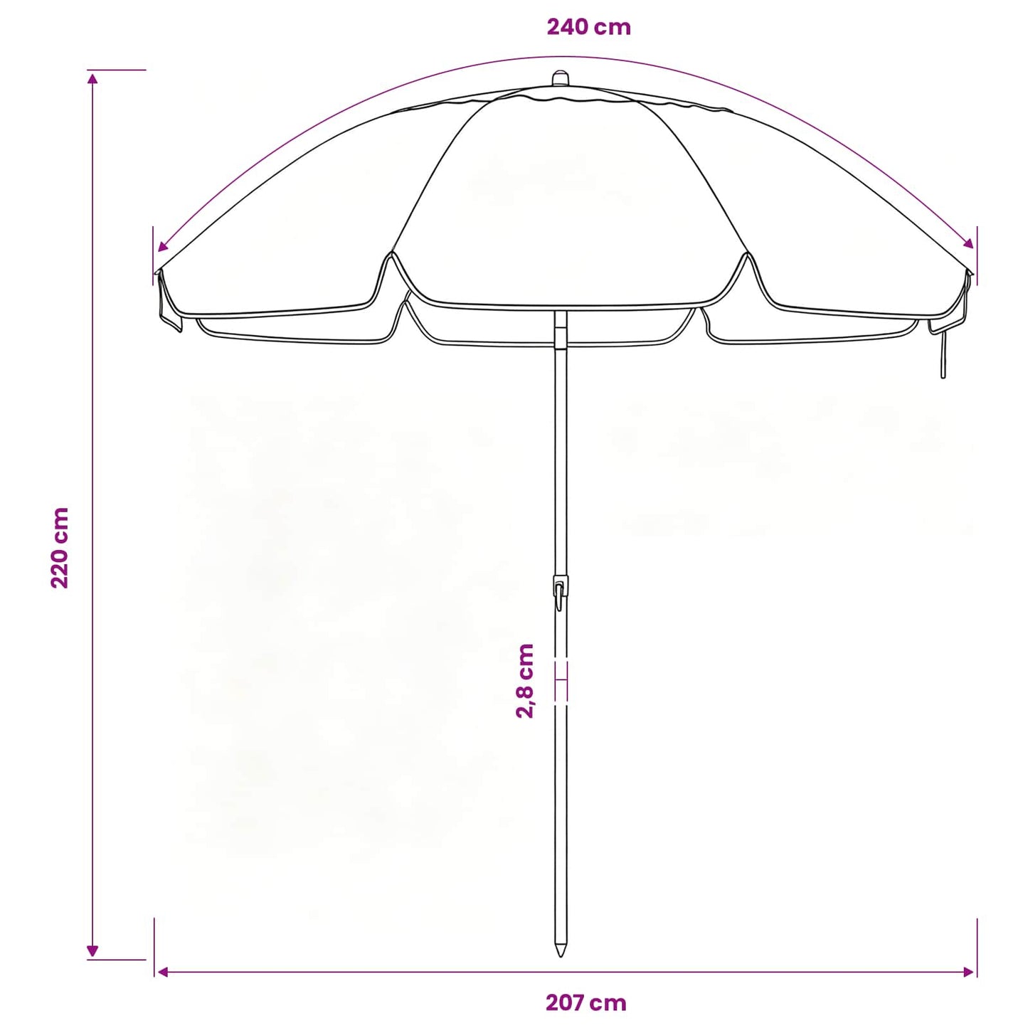 Tuinparasol 240 cm 170T polyester Oranje is nu te koop bij PeponiXL, paradijselijk wonen!
