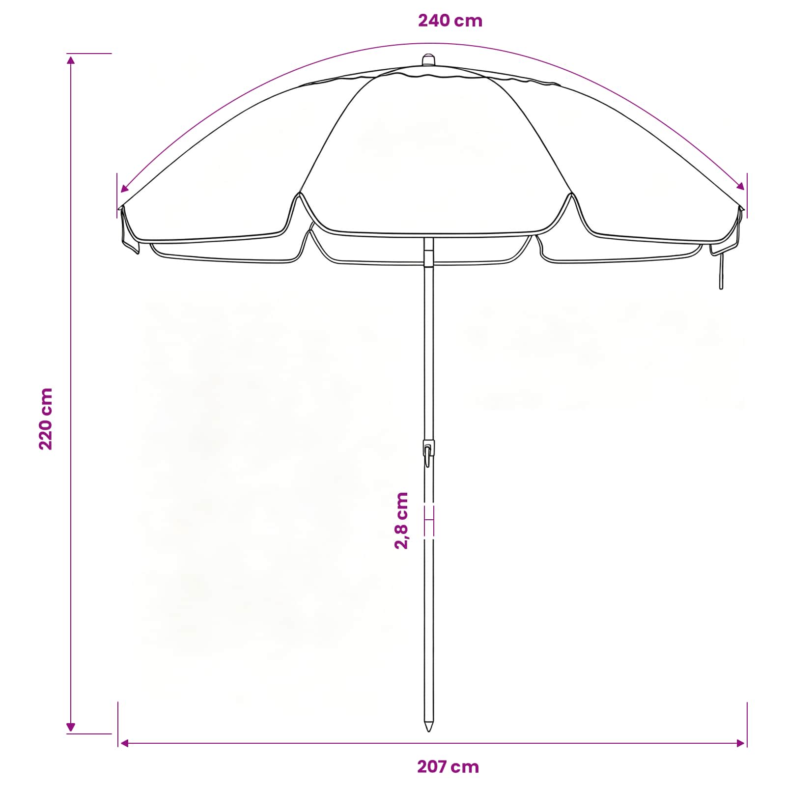 Tuinparasol 240 cm 170T polyester Oranje is nu te koop bij PeponiXL, paradijselijk wonen!