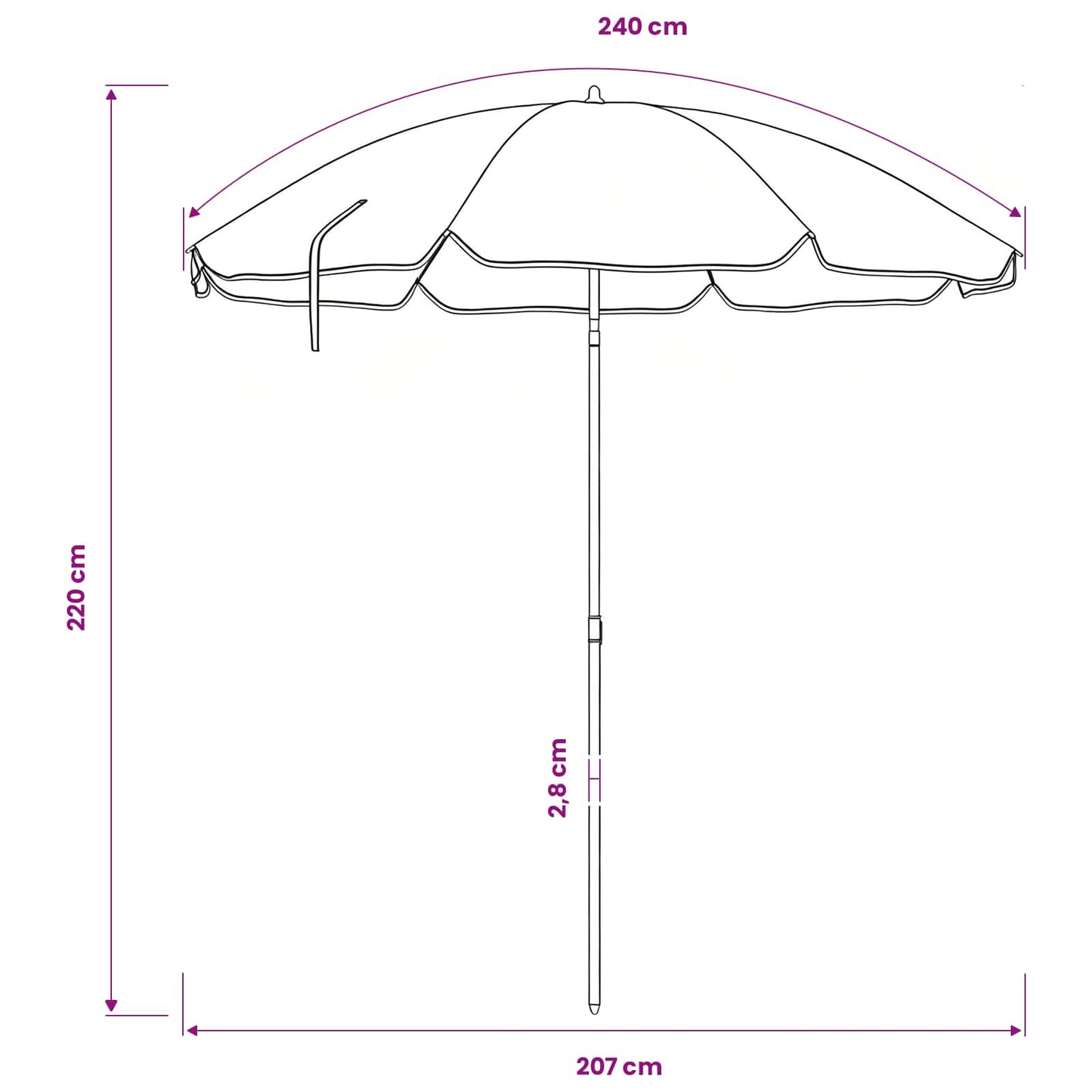 Tuinparasol 240 cm 170T polyester Oranje is nu te koop bij PeponiXL, paradijselijk wonen!