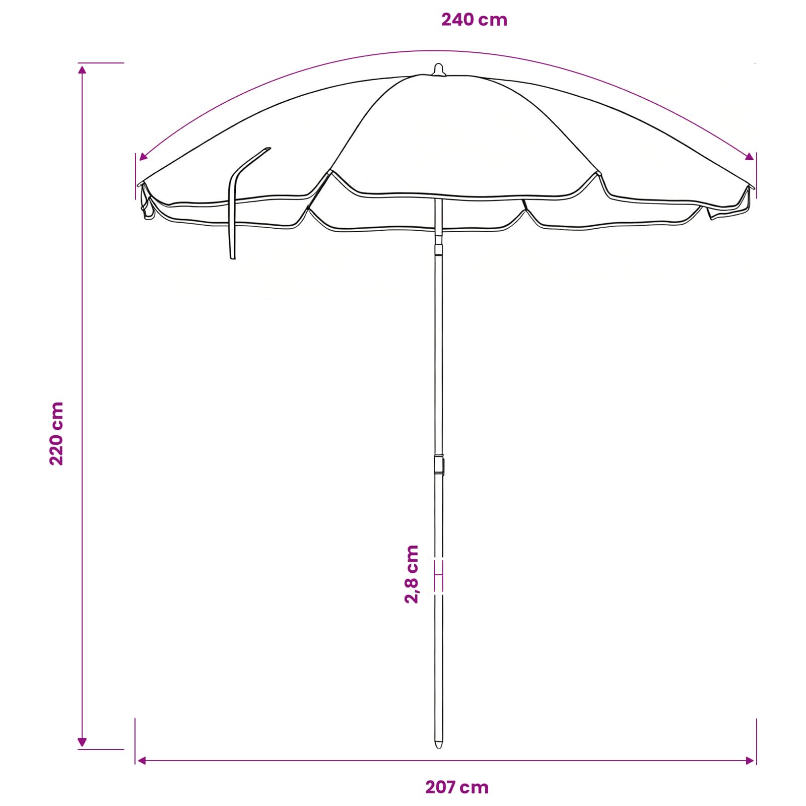Tuinparasol 240 cm 170T polyester Oranje is nu te koop bij PeponiXL, paradijselijk wonen!