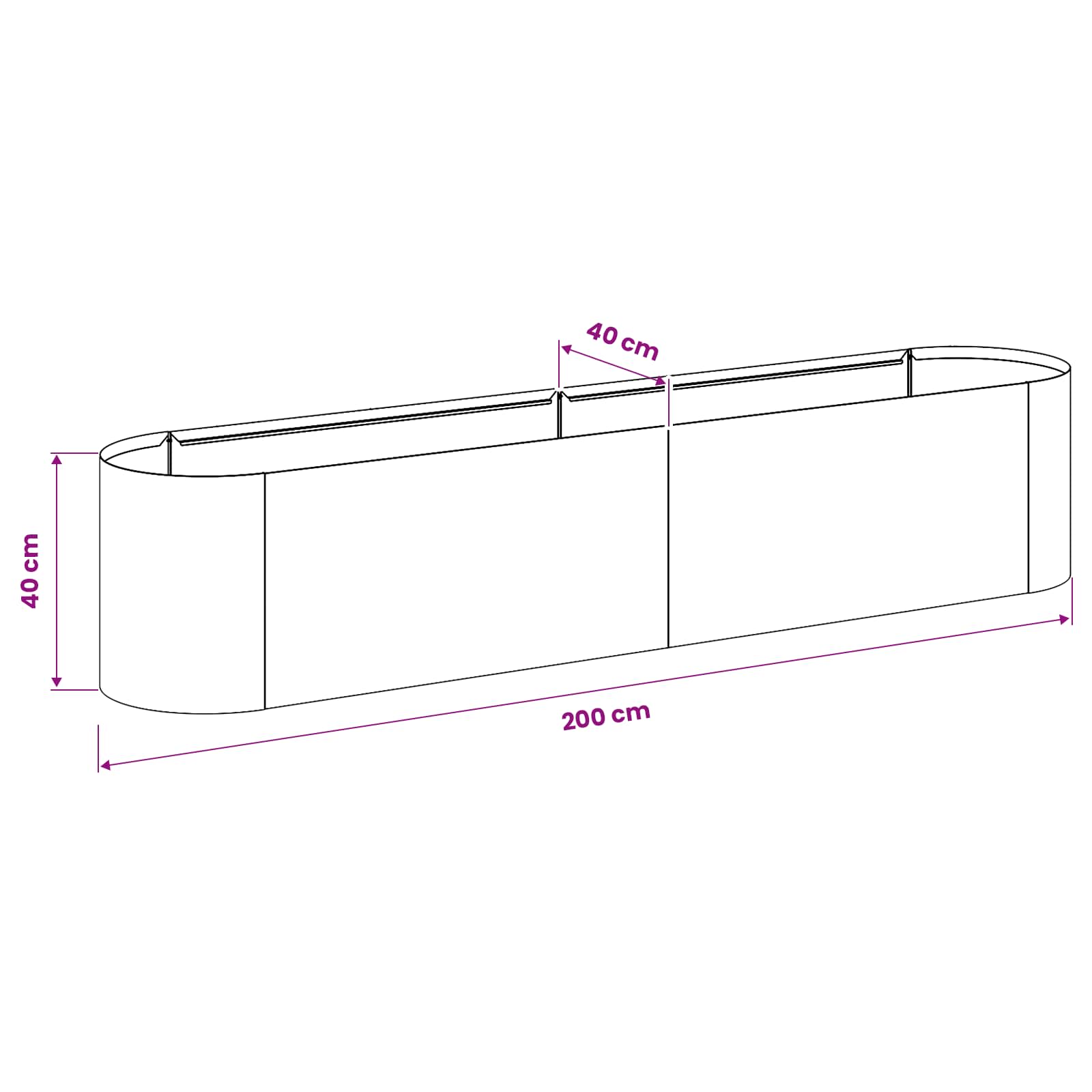 Verhoogd Tuinbed Zwart 200 x 40 x 40 cm is nu te koop bij PeponiXL, paradijselijk wonen!
