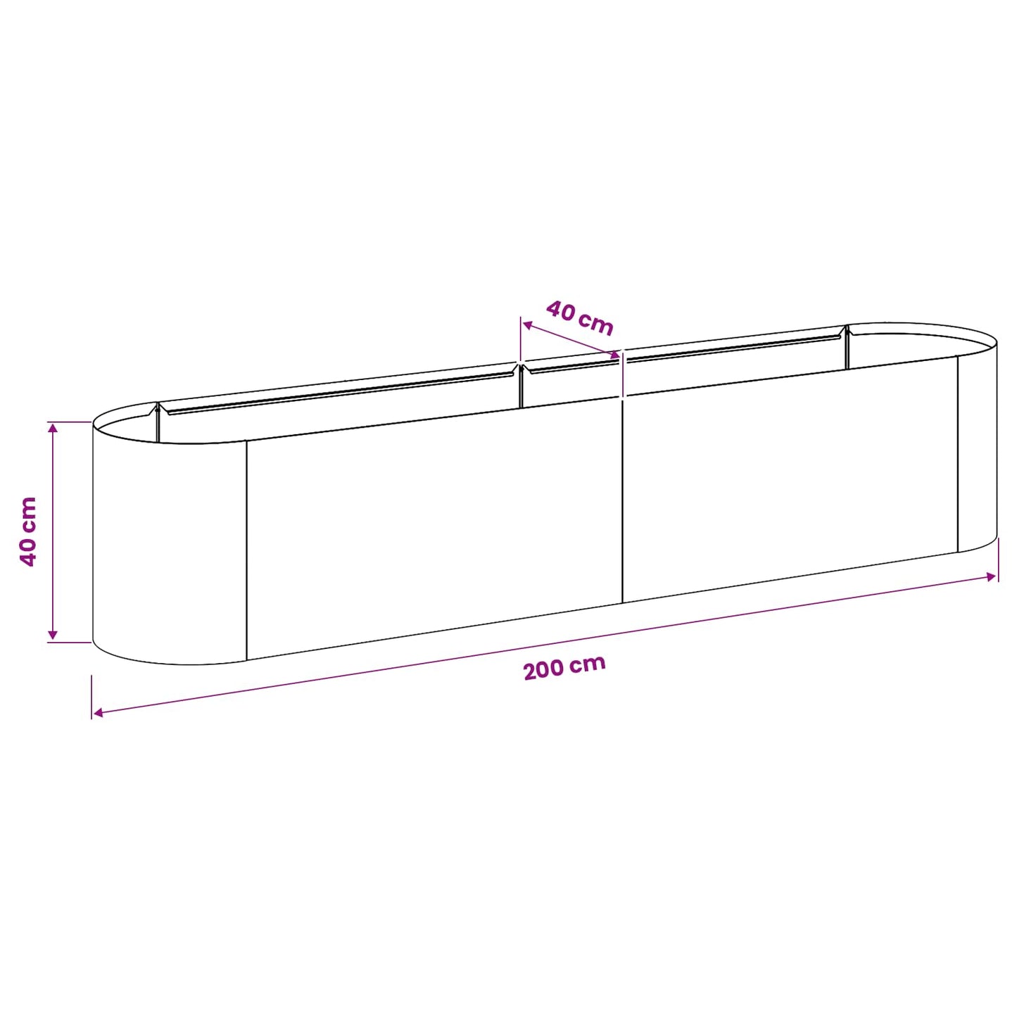 Verhoogd Tuinbed weervast staal 200 x 40 x 40 cm is nu te koop bij PeponiXL, paradijselijk wonen!