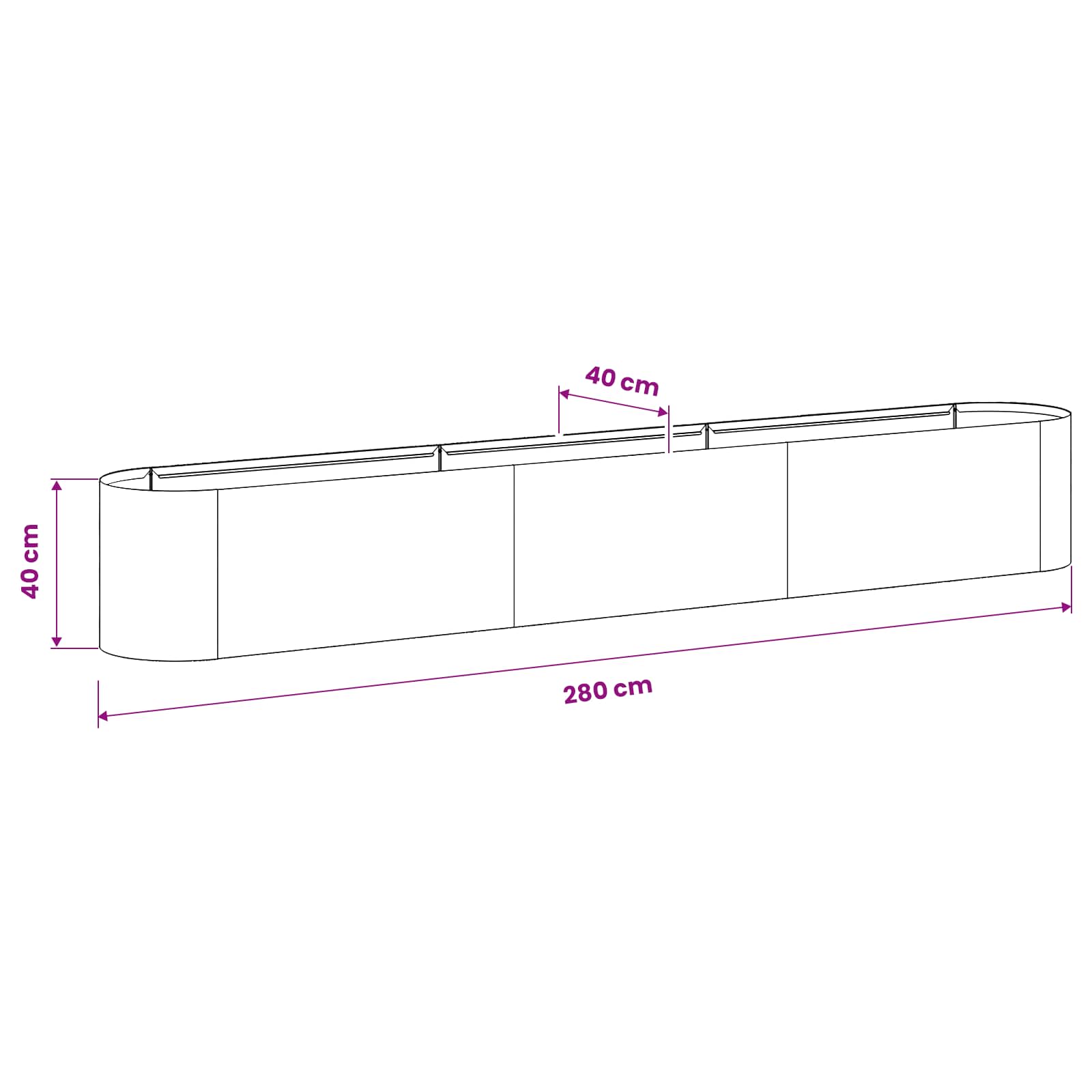 Verhoogd Tuinbed Wit 280 x 40 x 40 cm is nu te koop bij PeponiXL, paradijselijk wonen!