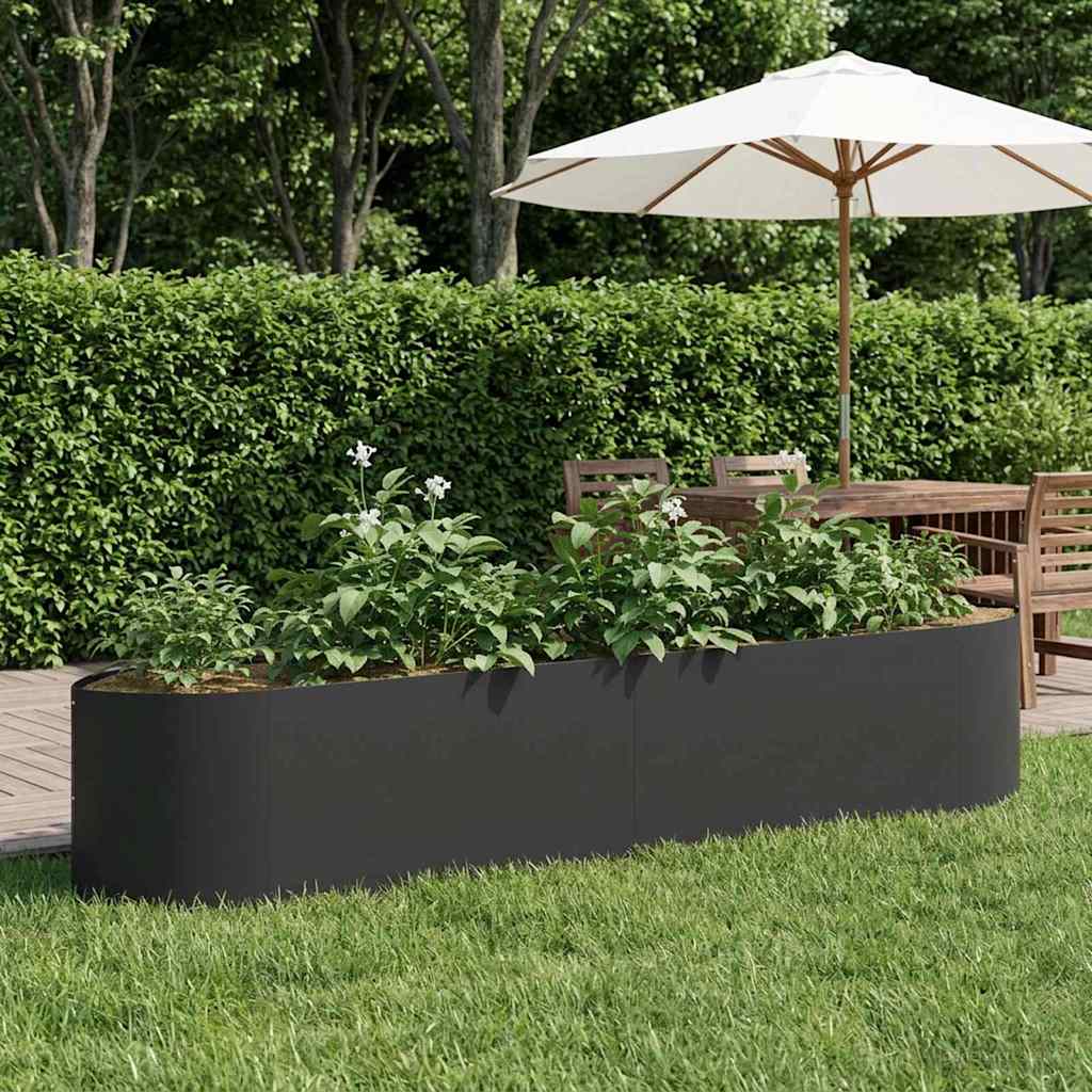 Verhoogd Tuinbed Zwart 220 x 40 x 40 cm Staal is nu te koop bij PeponiXL, paradijselijk wonen!
