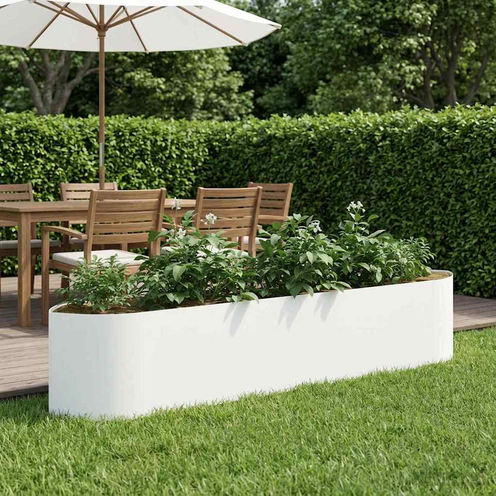 Verhoogd Tuinbed Wit 220 x 40 x 40 cm Staal is nu te koop bij PeponiXL, paradijselijk wonen!