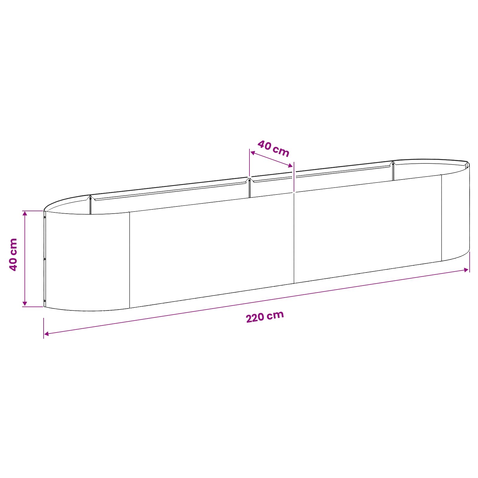 Verhoogd Tuinbed weervast staal 220 x 40 x 40 cm Staal is nu te koop bij PeponiXL, paradijselijk wonen!