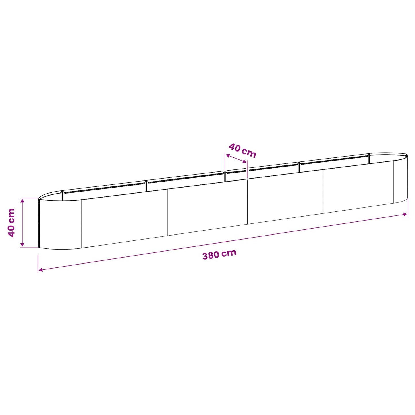 Verhoogd Tuinbed Antracietkleurig 380 x 40 x 40 cm Staal is nu te koop bij PeponiXL, paradijselijk wonen!