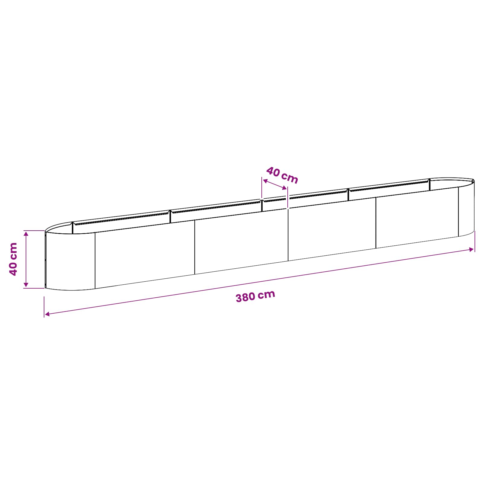 Verhoogd Tuinbed Antracietkleurig 380 x 40 x 40 cm Staal is nu te koop bij PeponiXL, paradijselijk wonen!