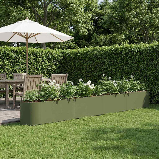 Verhoogd Tuinbed Olijfgroen 380 x 40 x 40 cm Staal is nu te koop bij PeponiXL, paradijselijk wonen!