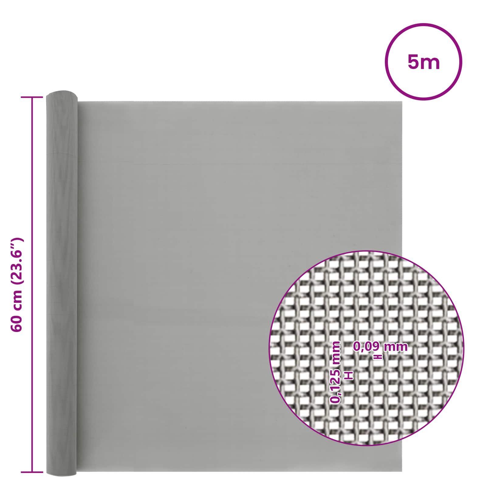 Gaas Scherm 60 x 500 cm 120 Mesh RVS 201 Zilverkleurig is nu te koop bij PeponiXL, paradijselijk wonen!