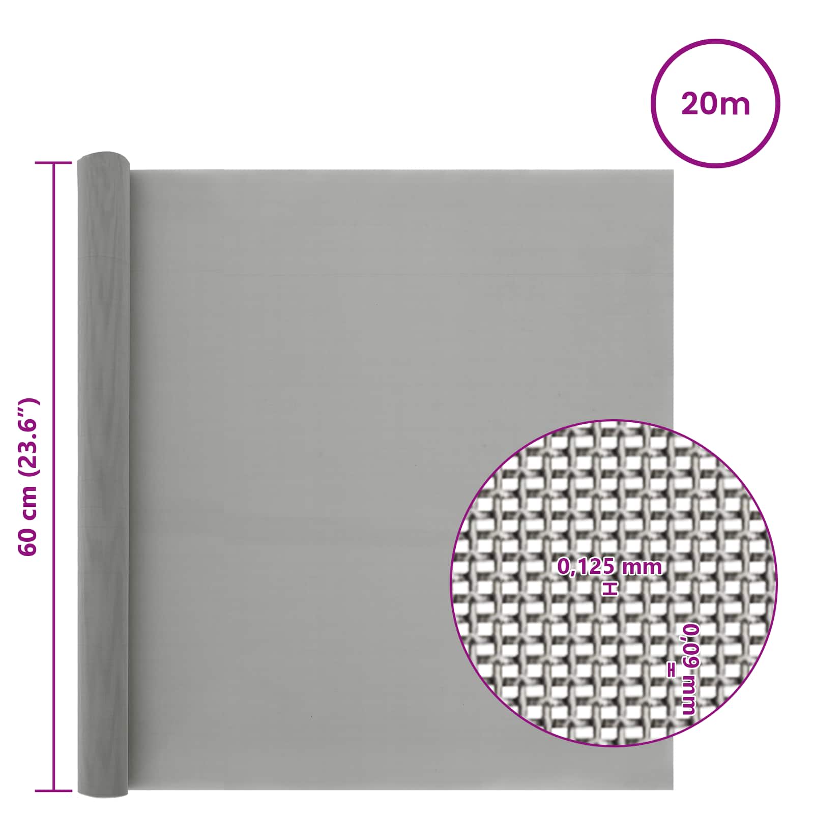 Gaas Scherm 60 x 2000 cm 120 Mesh RVS 201 Zilverkleurig is nu te koop bij PeponiXL, paradijselijk wonen!