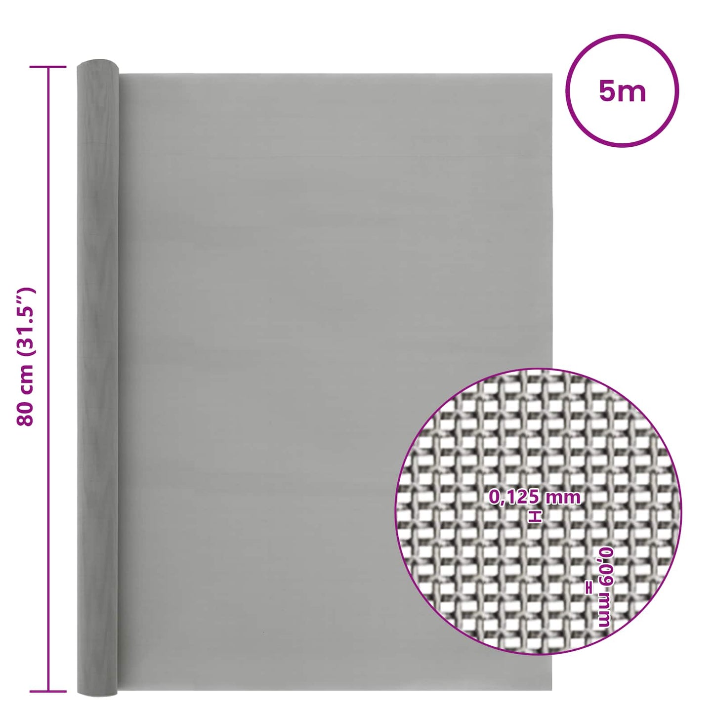 Gaas Scherm 80 x 500 cm 120 Mesh RVS 201 Zilverkleurig is nu te koop bij PeponiXL, paradijselijk wonen!