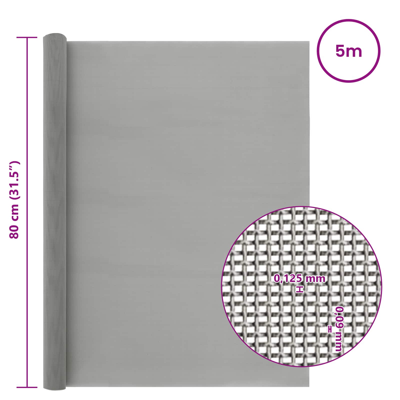 Gaas Scherm 80 x 500 cm 120 Mesh RVS 201 Zilverkleurig is nu te koop bij PeponiXL, paradijselijk wonen!