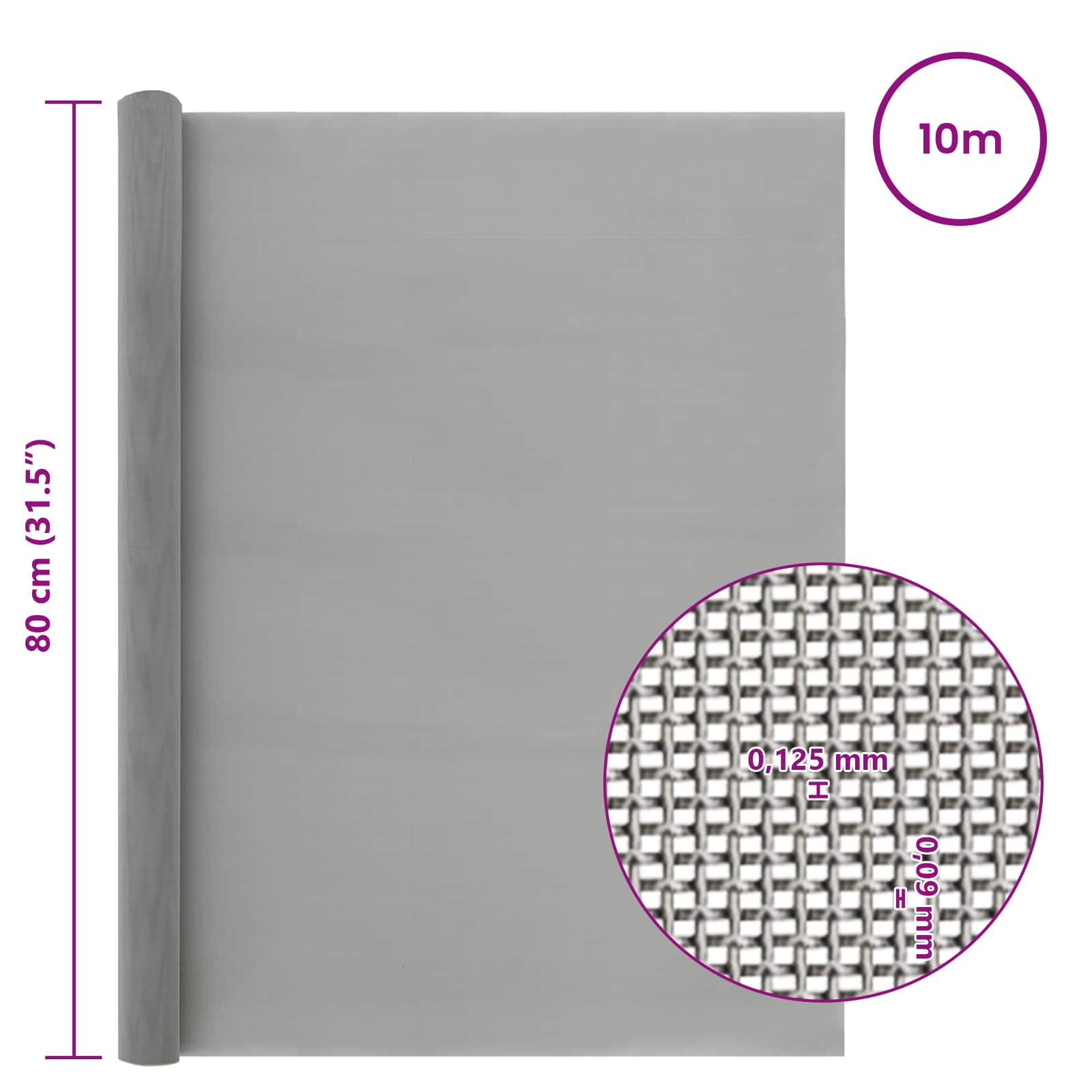 Gaas Scherm 80 x 1000 cm 120 Mesh RVS 201 Zilverkleurig is nu te koop bij PeponiXL, paradijselijk wonen!