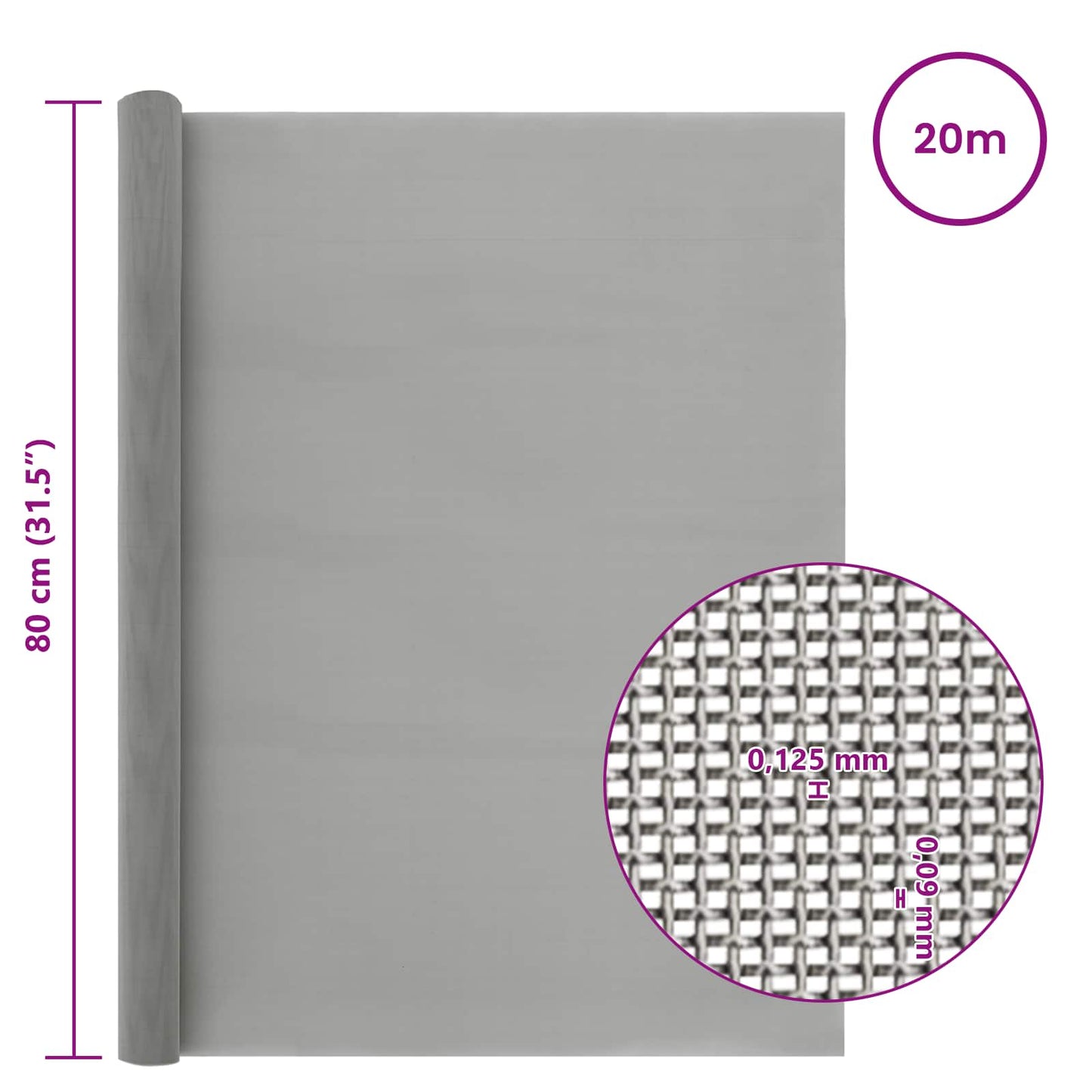 Gaas Scherm 80 x 2000 cm 120 Mesh RVS 201 Zilverkleurig is nu te koop bij PeponiXL, paradijselijk wonen!