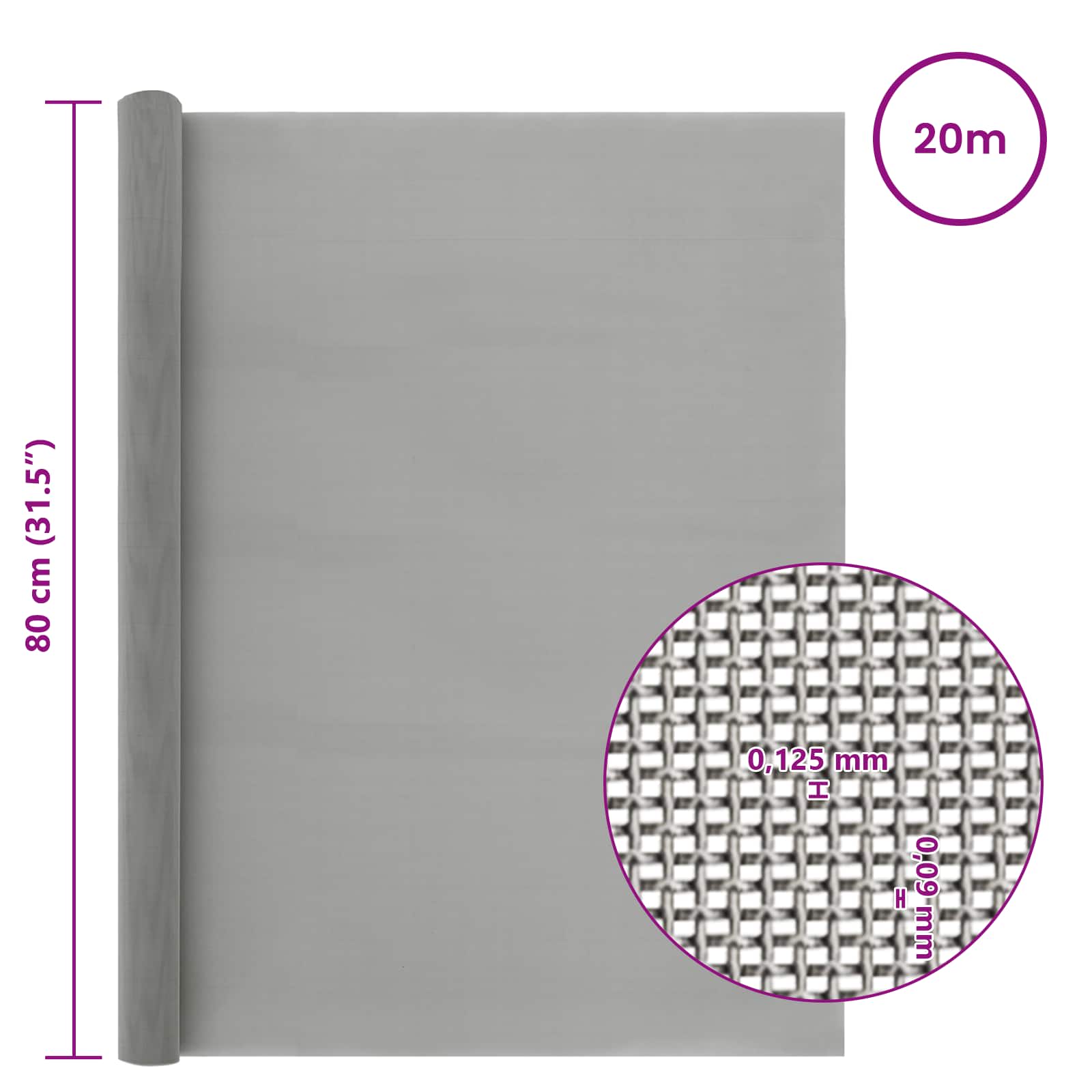 Gaas Scherm 80 x 2000 cm 120 Mesh RVS 201 Zilverkleurig is nu te koop bij PeponiXL, paradijselijk wonen!