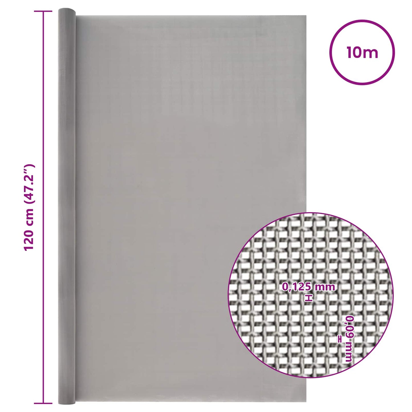 Gaas Scherm 120 x 1000 cm 120 Mesh RVS 201 Zilverkleurig is nu te koop bij PeponiXL, paradijselijk wonen!