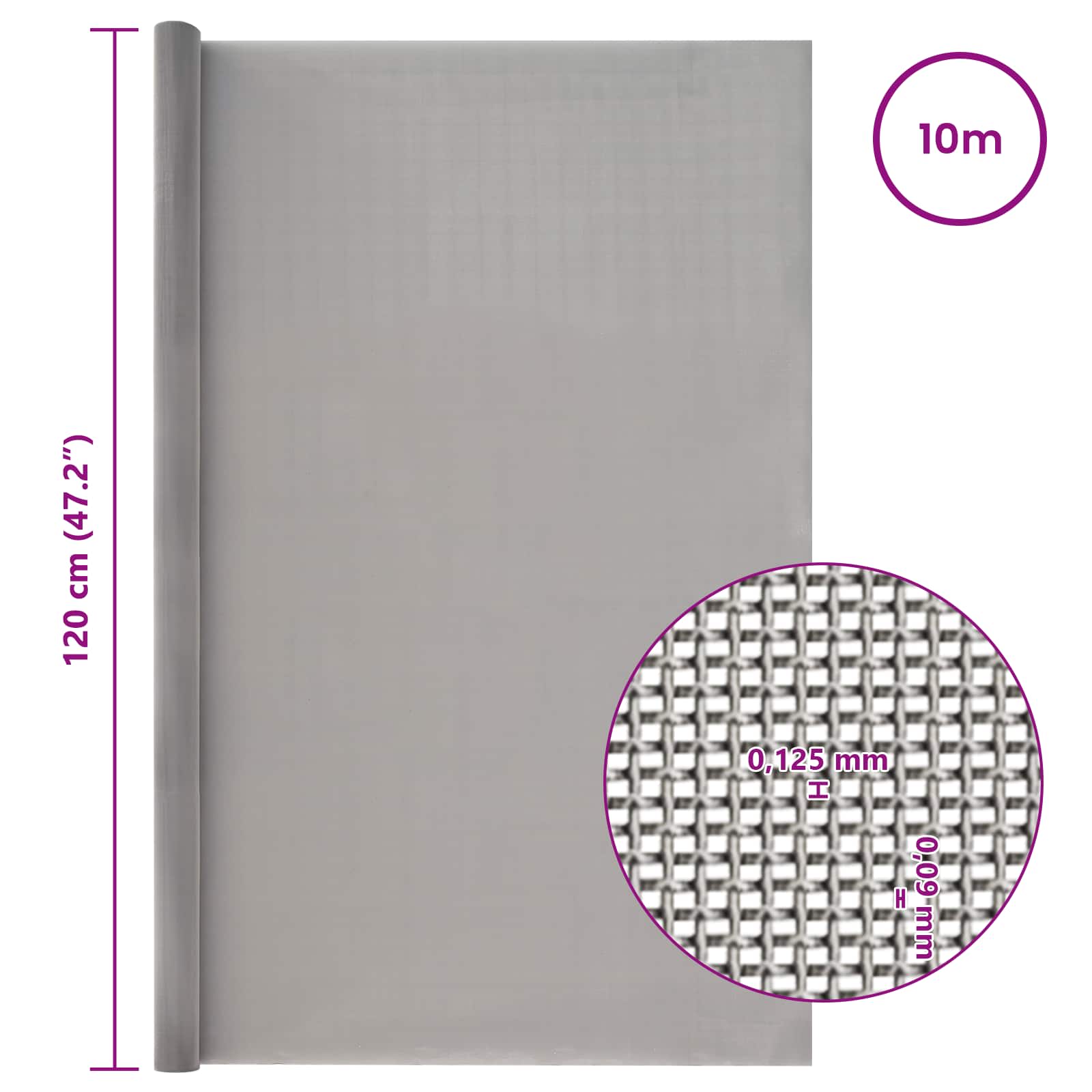 Gaas Scherm 120 x 1000 cm 120 Mesh RVS 201 Zilverkleurig is nu te koop bij PeponiXL, paradijselijk wonen!