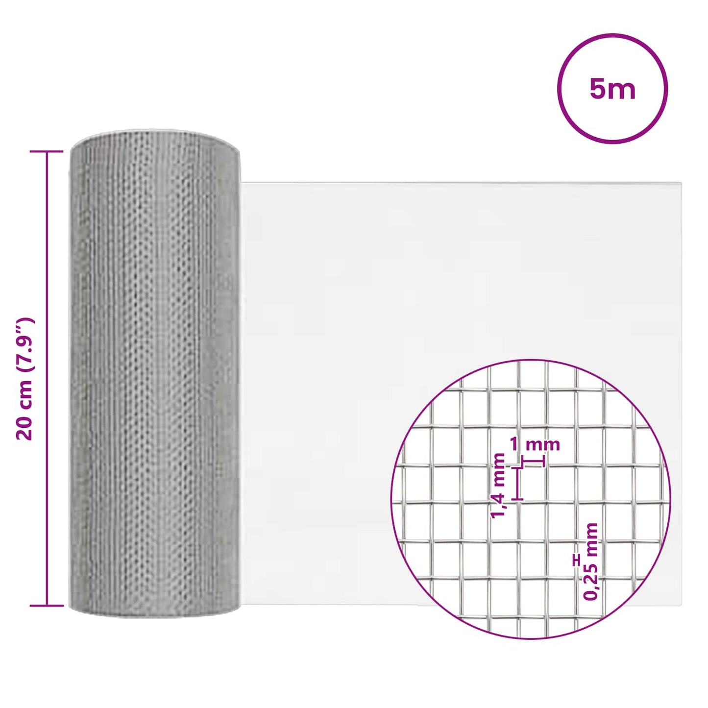 Gaasnet 20 x 500 cm 18 mesh Roestvrij staal 304 zilver is nu te koop bij PeponiXL, paradijselijk wonen!