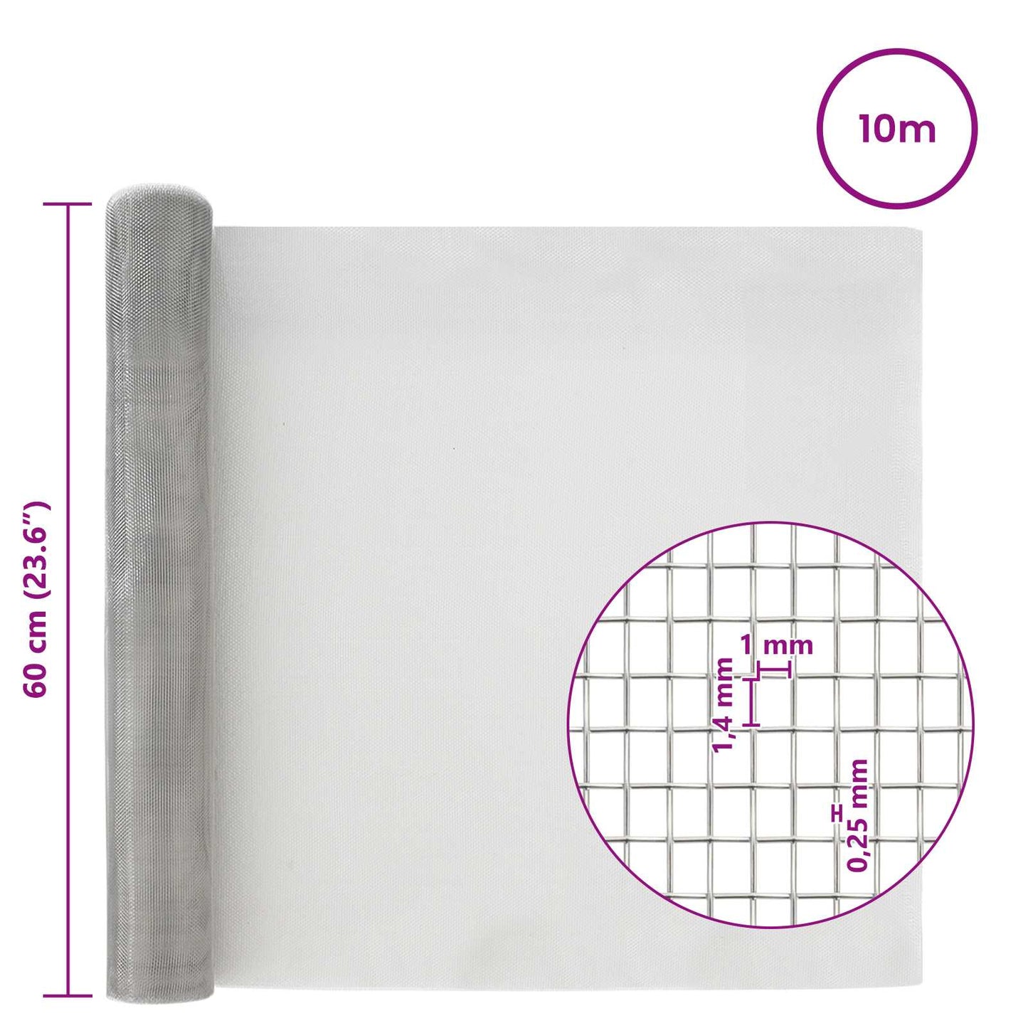 Gaasnet 60 x 1000 cm 18 mesh Roestvrij staal 304 zilver is nu te koop bij PeponiXL, paradijselijk wonen!
