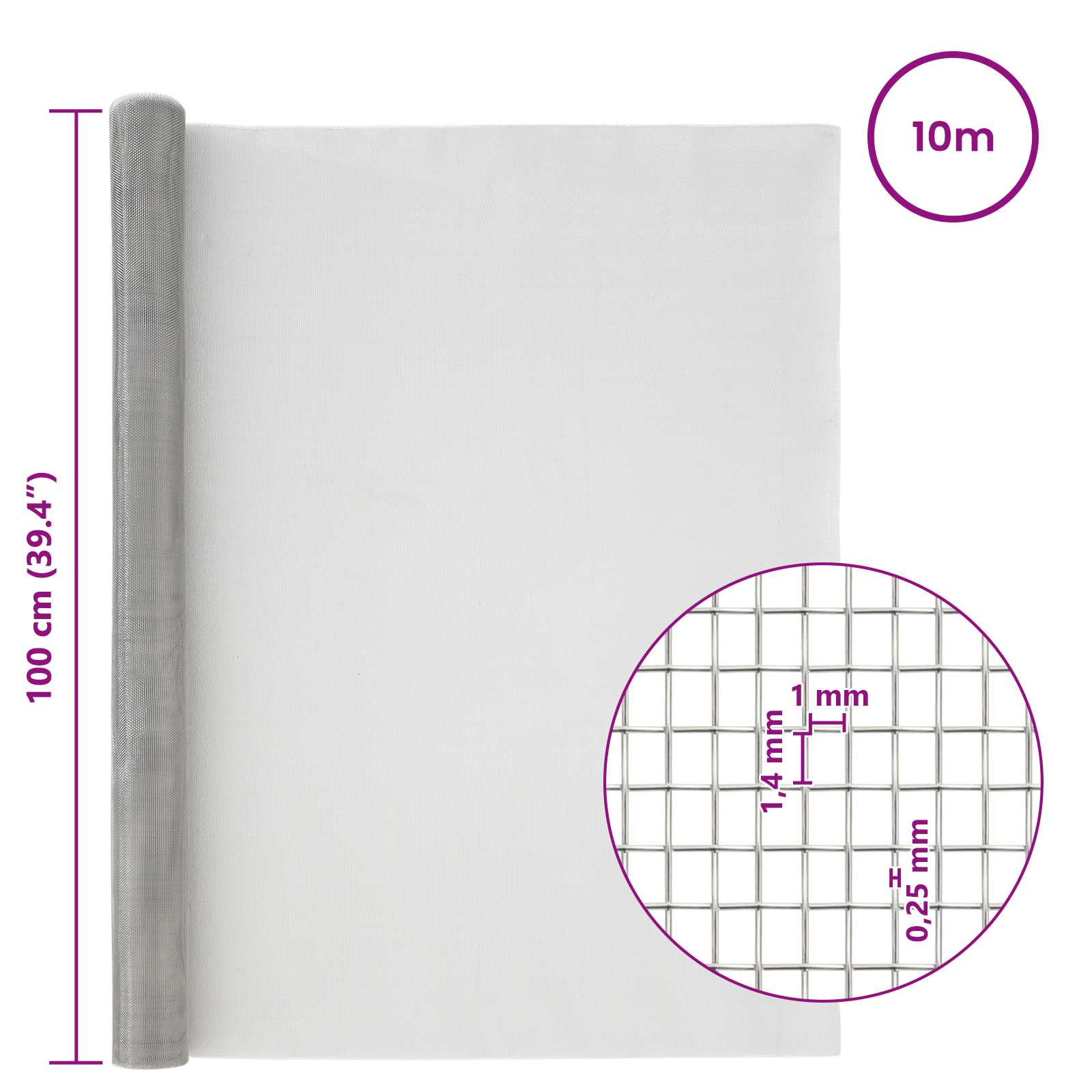 Gaasnet 100 x 1000 cm 18 mesh Roestvrij staal 304 zilver is nu te koop bij PeponiXL, paradijselijk wonen!