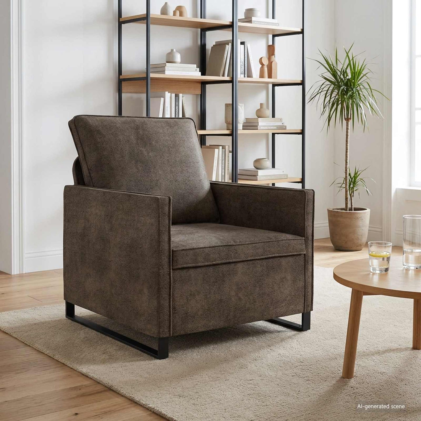 Enkele sofa Donkergrijs 70 x 81 x 82 cm Faux Suède Stof