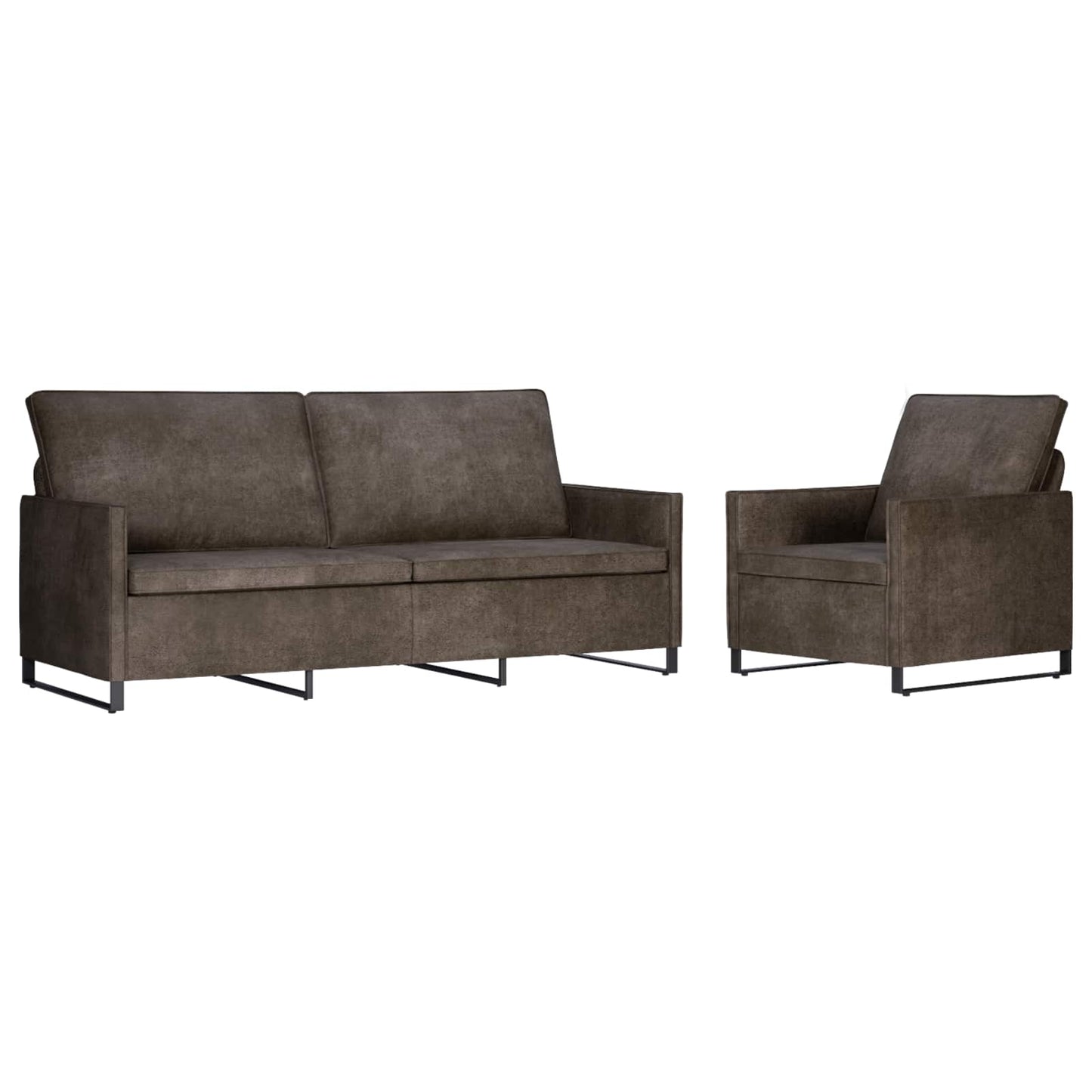 Bankstel 2 pcs Donkergrijs Faux Suède Stof