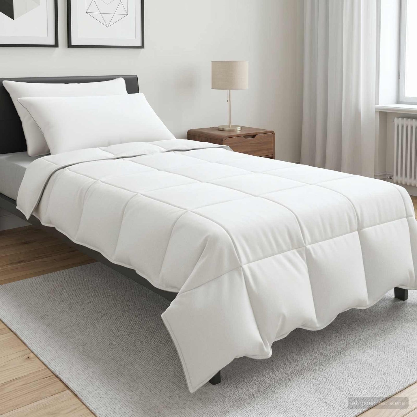 Dekbedset met kussen Wit 135 x 220 cm Polyester, Bamboe
