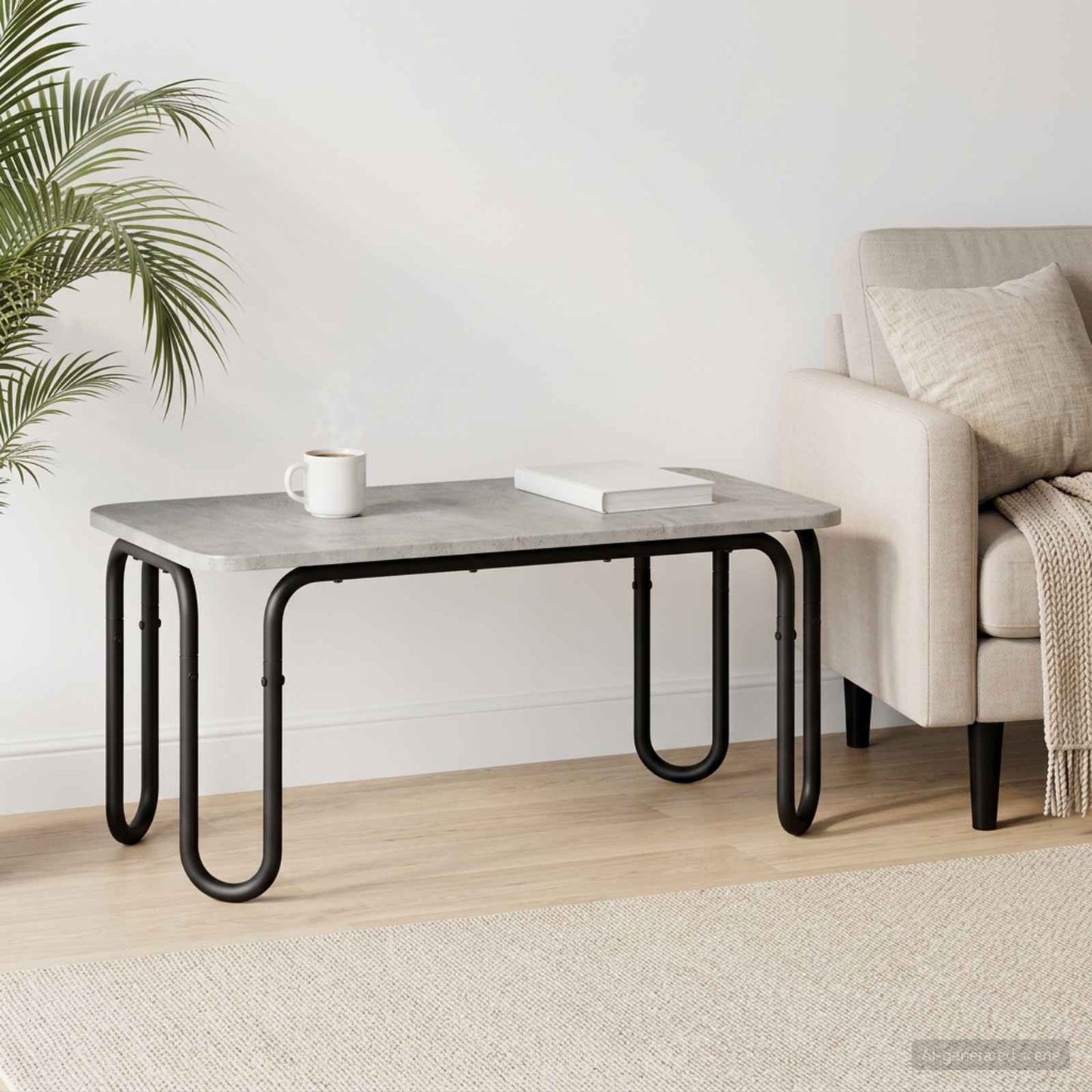 Salontafel Betongrijs 79,5 x 40 x 36 cm Bewerkt hout is nu te koop bij PeponiXL, paradijselijk wonen!