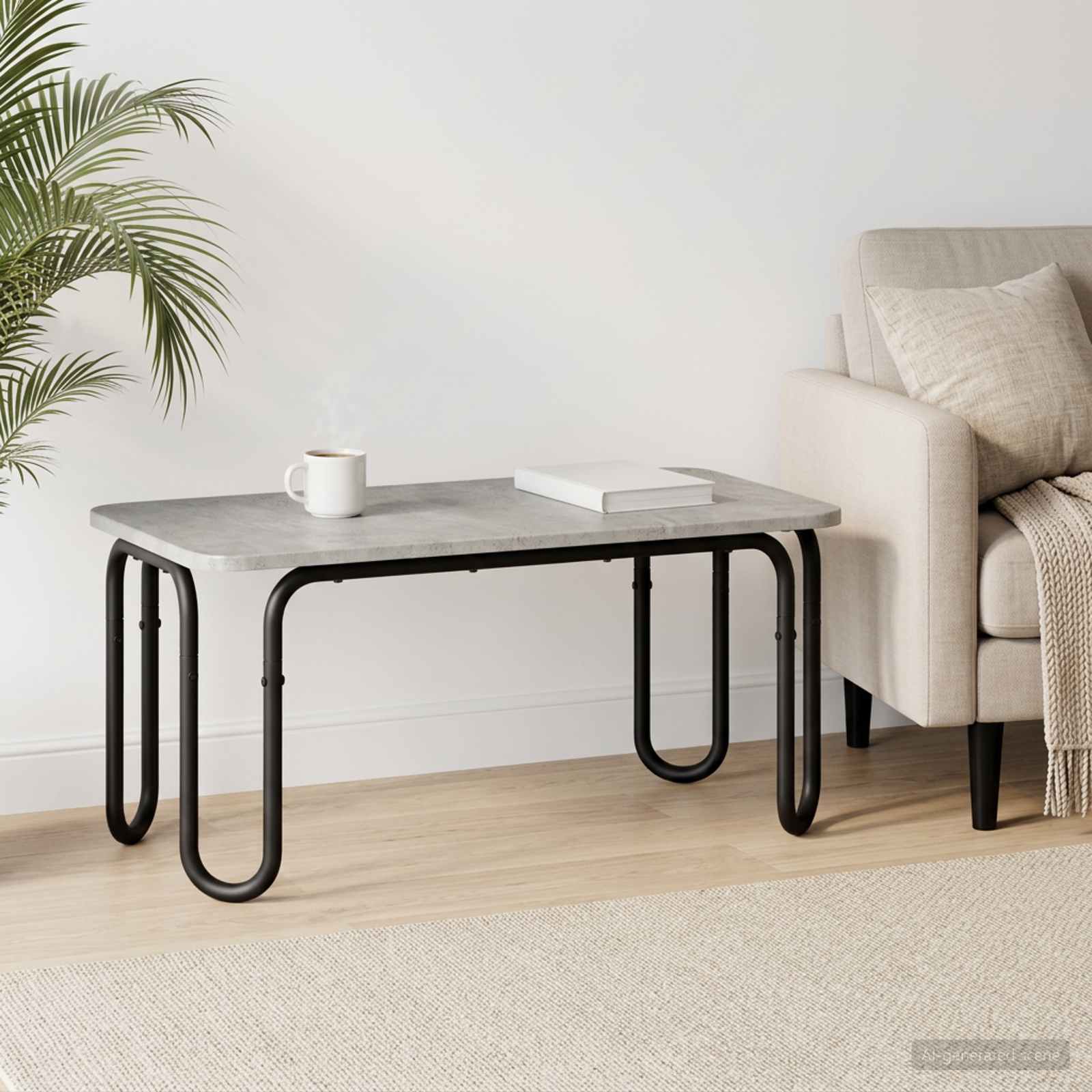 Salontafel Betongrijs 79,5 x 40 x 36 cm Bewerkt hout is nu te koop bij PeponiXL, paradijselijk wonen!