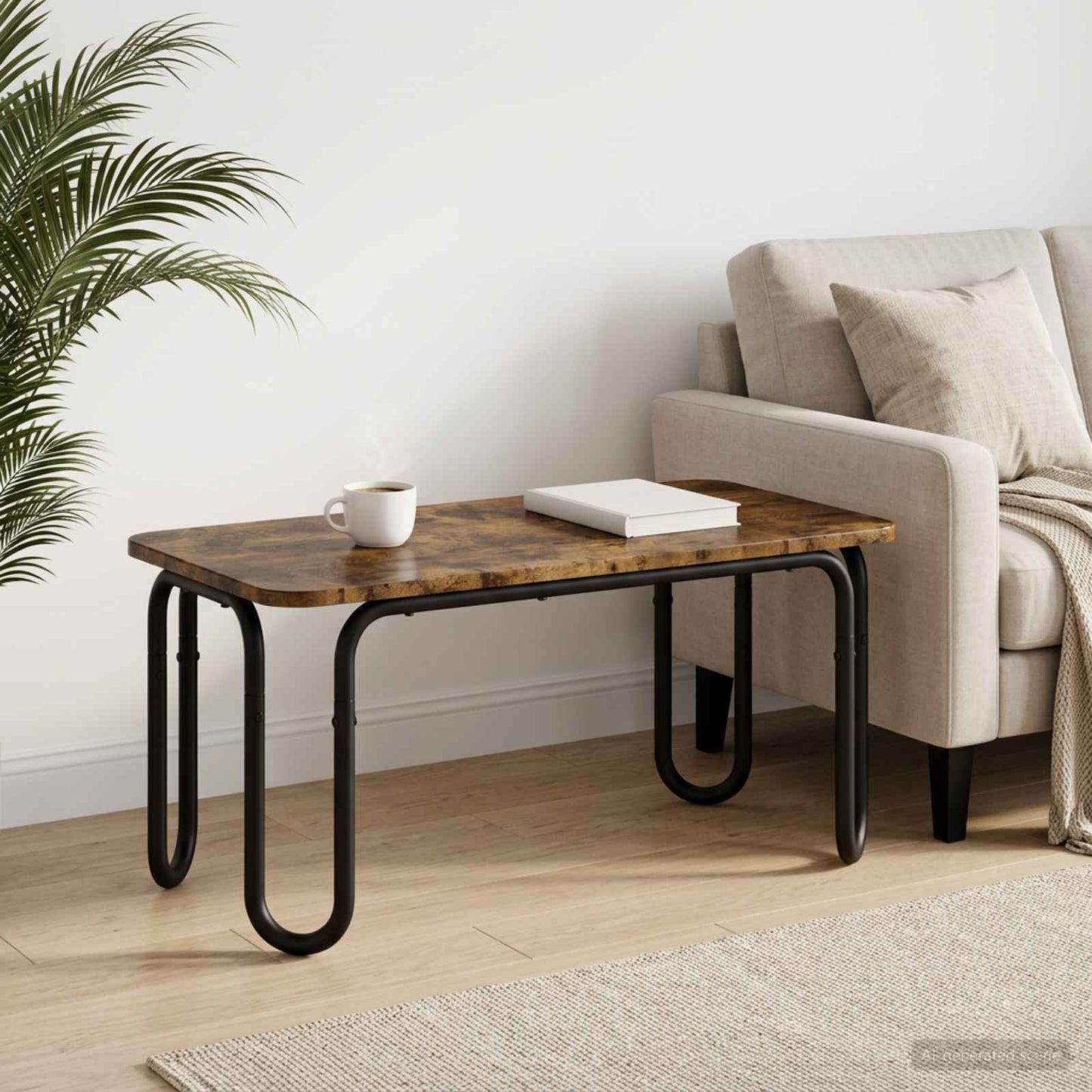 Salontafel Gerookt eiken 79,5 x 40 x 36 cm Bewerkt hout is nu te koop bij PeponiXL, paradijselijk wonen!